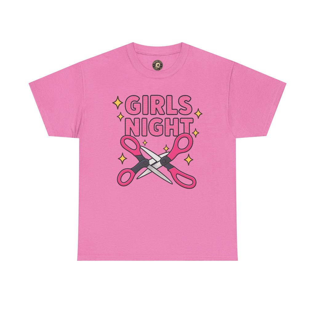 Funny Girls Night Shirt – Lesbian Humor Tee – Pink Scissors Graphic on Gildan 5000