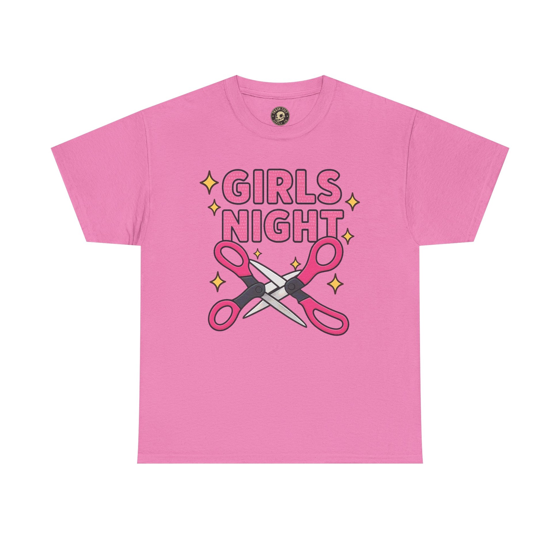 Funny Girls Night Shirt – Lesbian Humor Tee – Pink Scissors Graphic on Gildan 5000