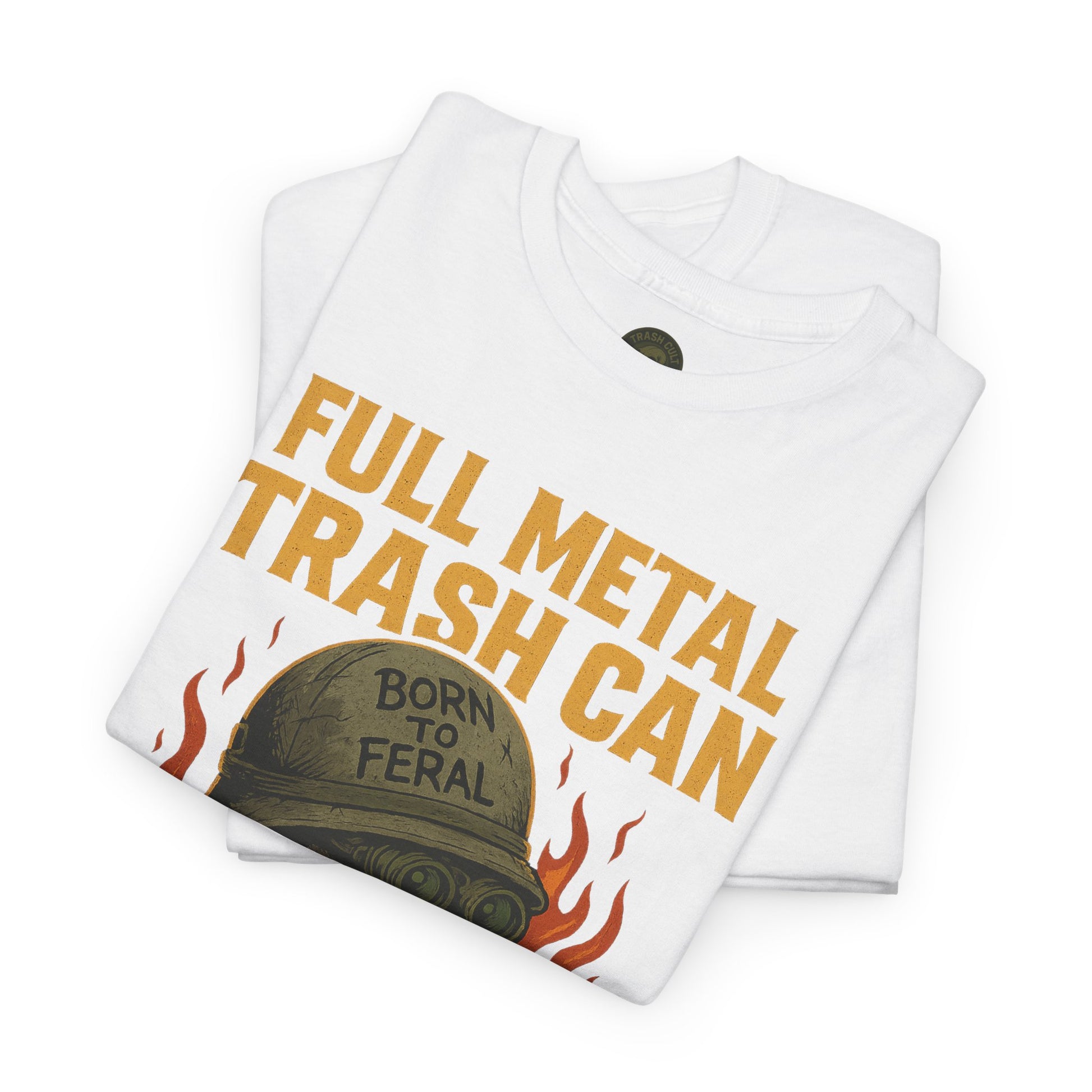 Full Metal Trash Can T-Shirt – Born to Feral Raccoon Graphic | Trash Cult Supply Co. | Gildan 5000 Tee