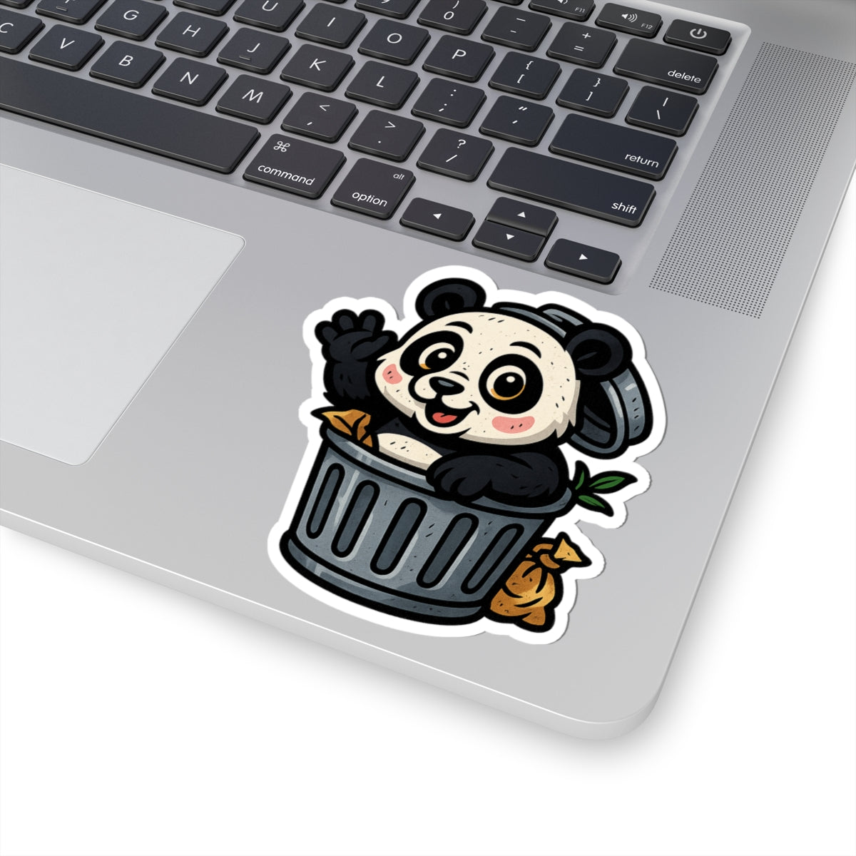 Cute Panda Garbage Kiss-Cut Stickers, Fun Laptop Decals, Adorable Gifts for Kids, Kawaii Decor, Animal Lover Stickers