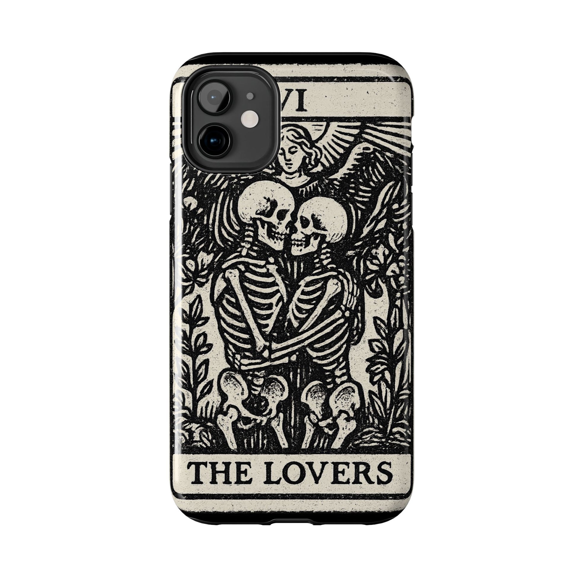 Tough Phone Case with Skeleton Lovers Design, Gothic Phone Cover, Unique Couples Gift, Halloween Accessory, Edgy Tech Design