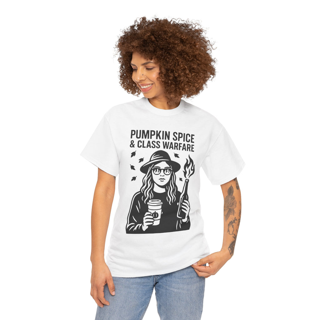 Pumpkin Spice & Class Warfare Shirt – Fall Riot Girl Graphic Tee – Fall of Humanity Collection – Trash Cult Supply Co.