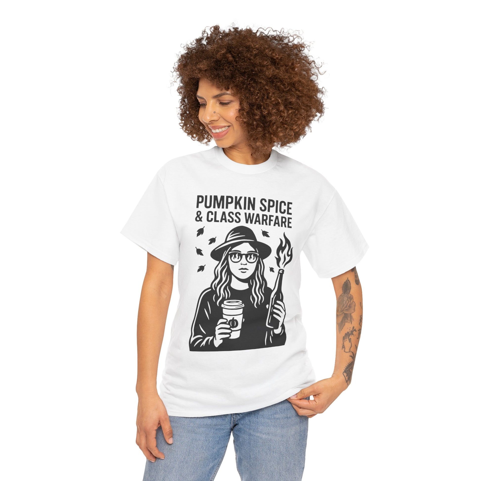 Pumpkin Spice & Class Warfare Shirt – Fall Riot Girl Graphic Tee – Fall of Humanity Collection – Trash Cult Supply Co.