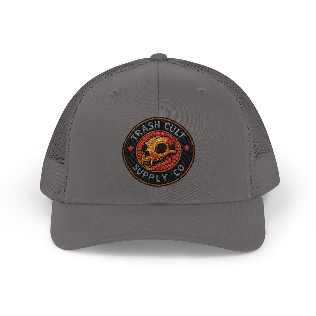 Gray cap with a logo on a white background