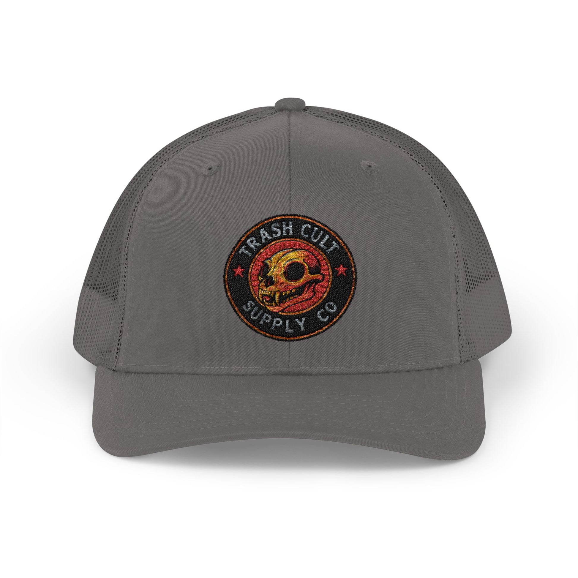 Gray cap with a logo on a white background