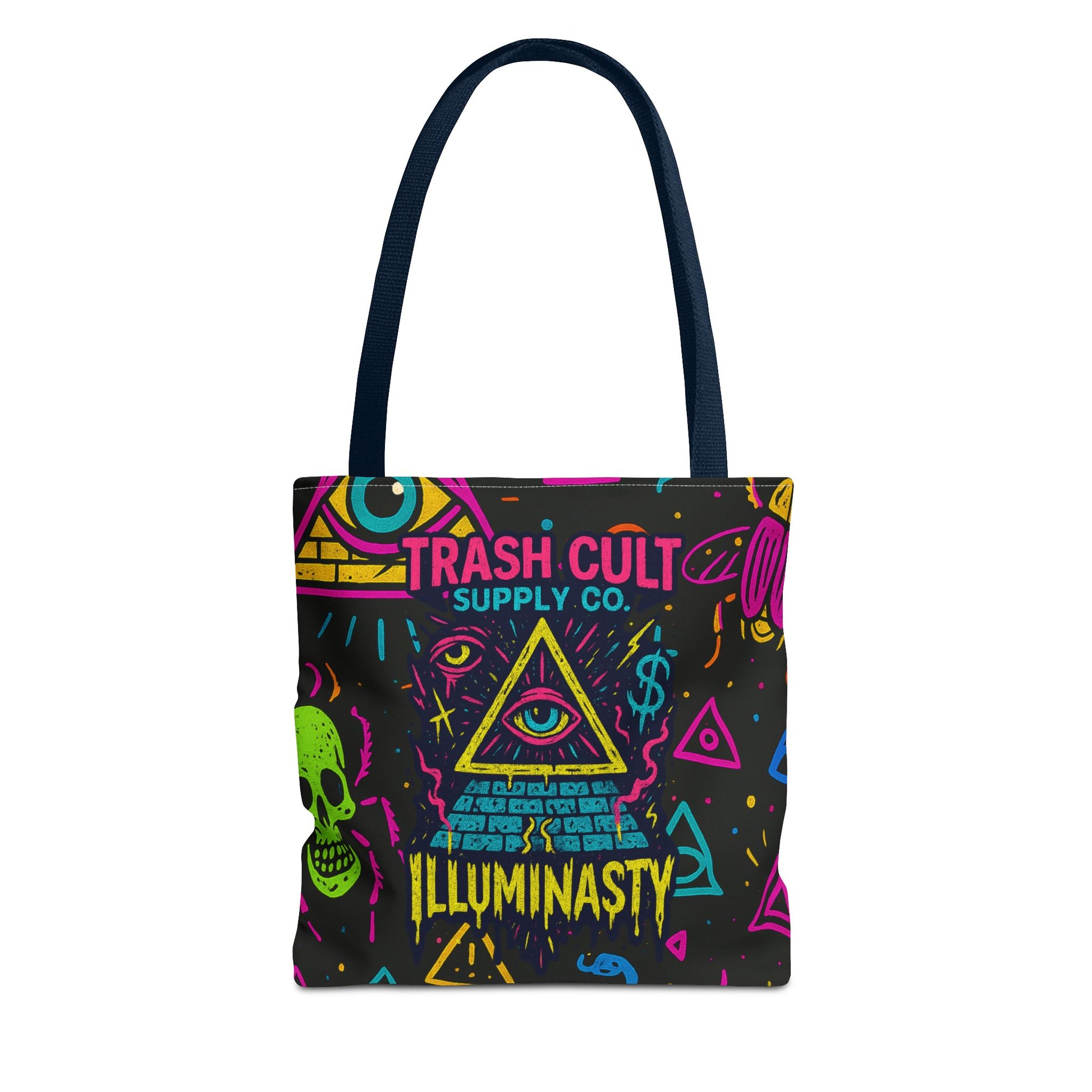 Illuminasty Drop Neon Tote Bag – All-Seeing Eye, Skulls & Symbols | Trash Cult Supply Co.