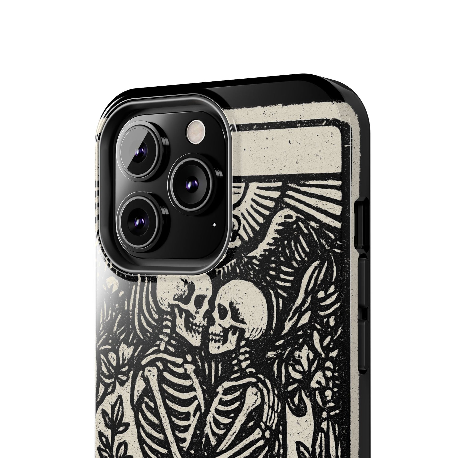 Tough Phone Case with Skeleton Lovers Design, Gothic Phone Cover, Unique Couples Gift, Halloween Accessory, Edgy Tech Design