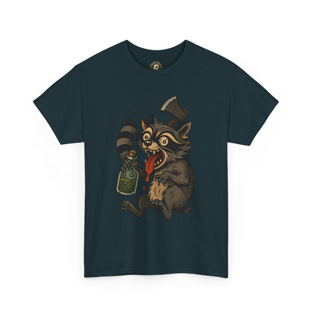 Unhinged Raccoon Shirt – Chaos Gremlin with Axe & Potion | Tattoo Style Tee