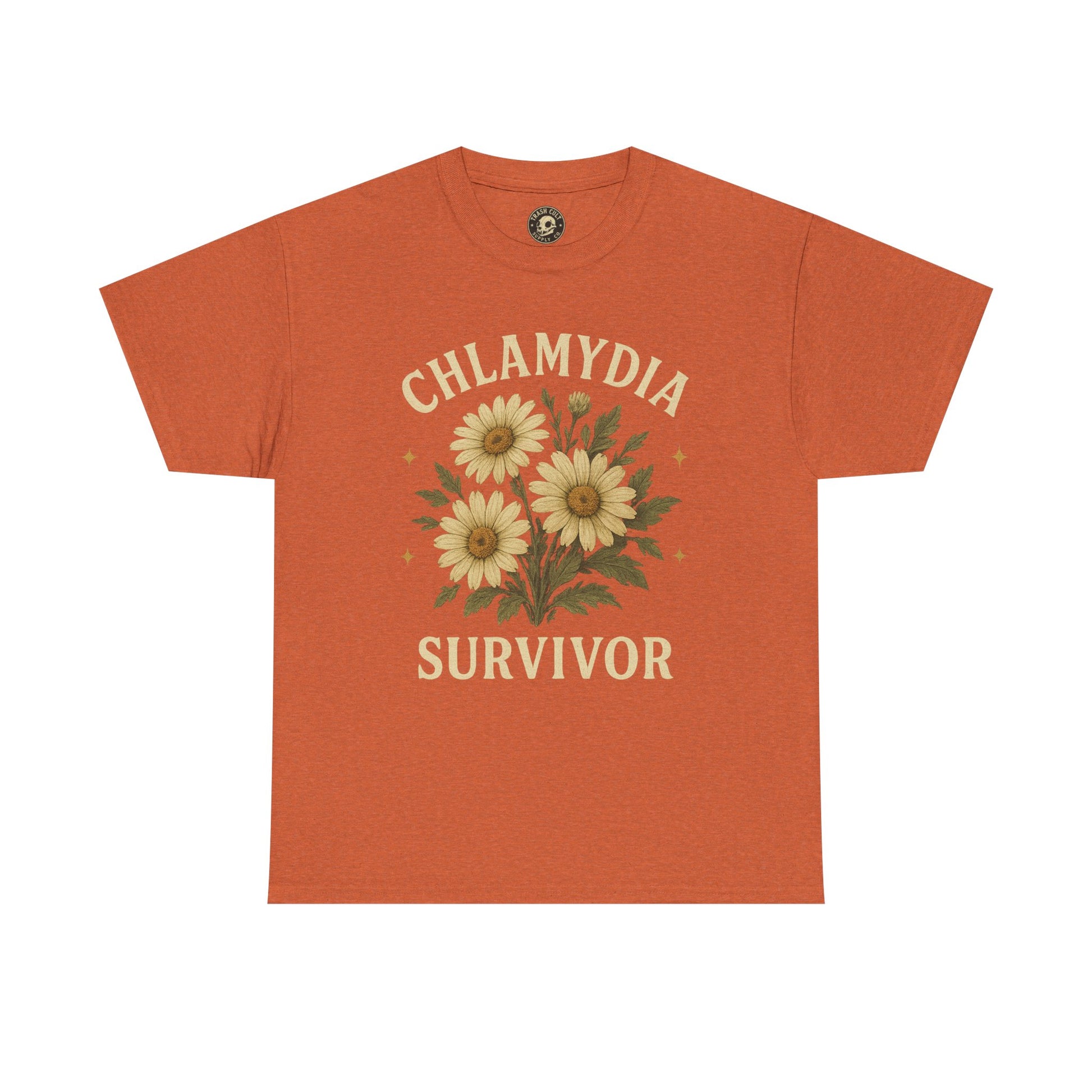 Chlamydia Survivor Vintage Floral Tee – Funny Bold Statement Shirt – Gildan 5000 Unisex Heavy Cotton