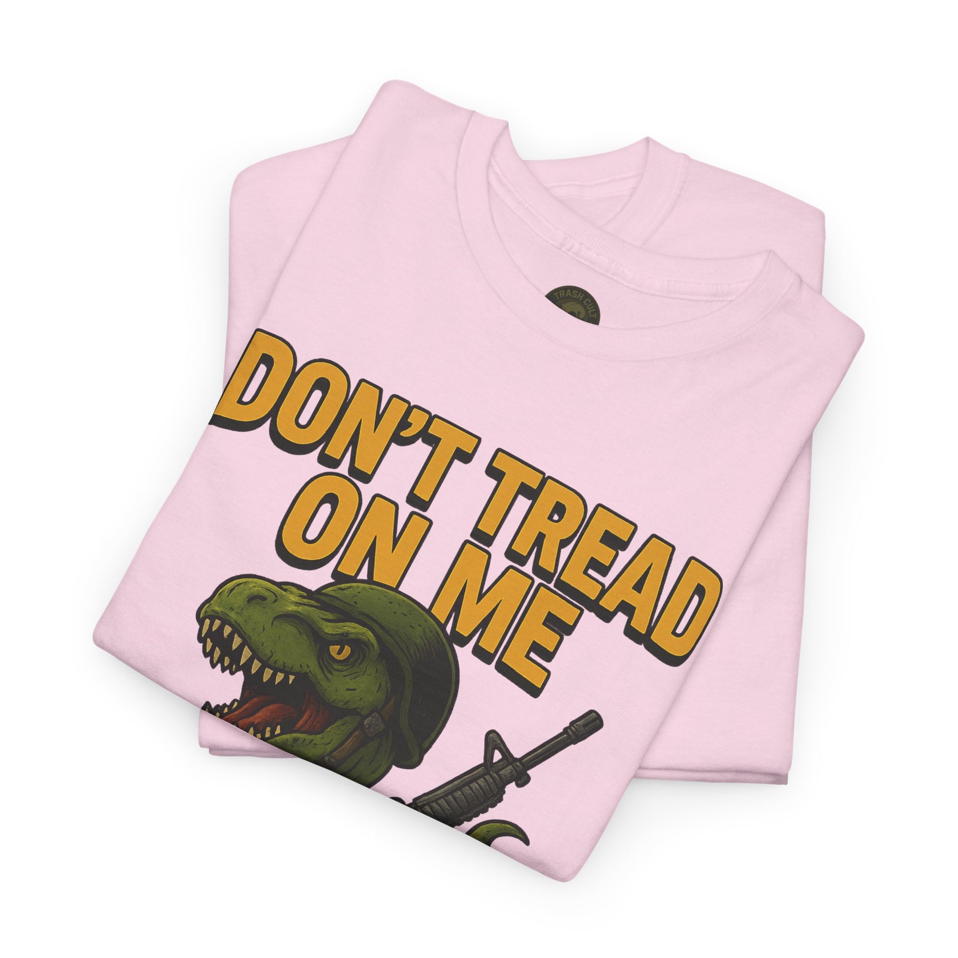 Don’t Tread On Me T-Rex T-Shirt – Liberty or Death Graphic | Trash Cult Supply Co. | Gildan 5000 Heavy Cotton