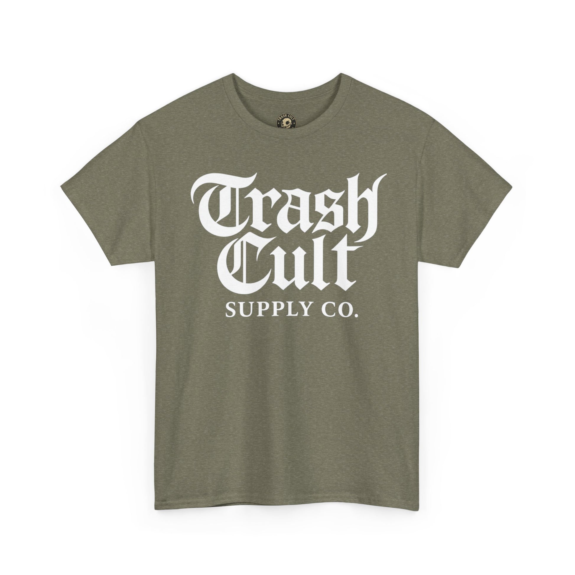 Trash Cult Gothic Logo Shirt – White Cyber Gothic Print on Gildan 5000