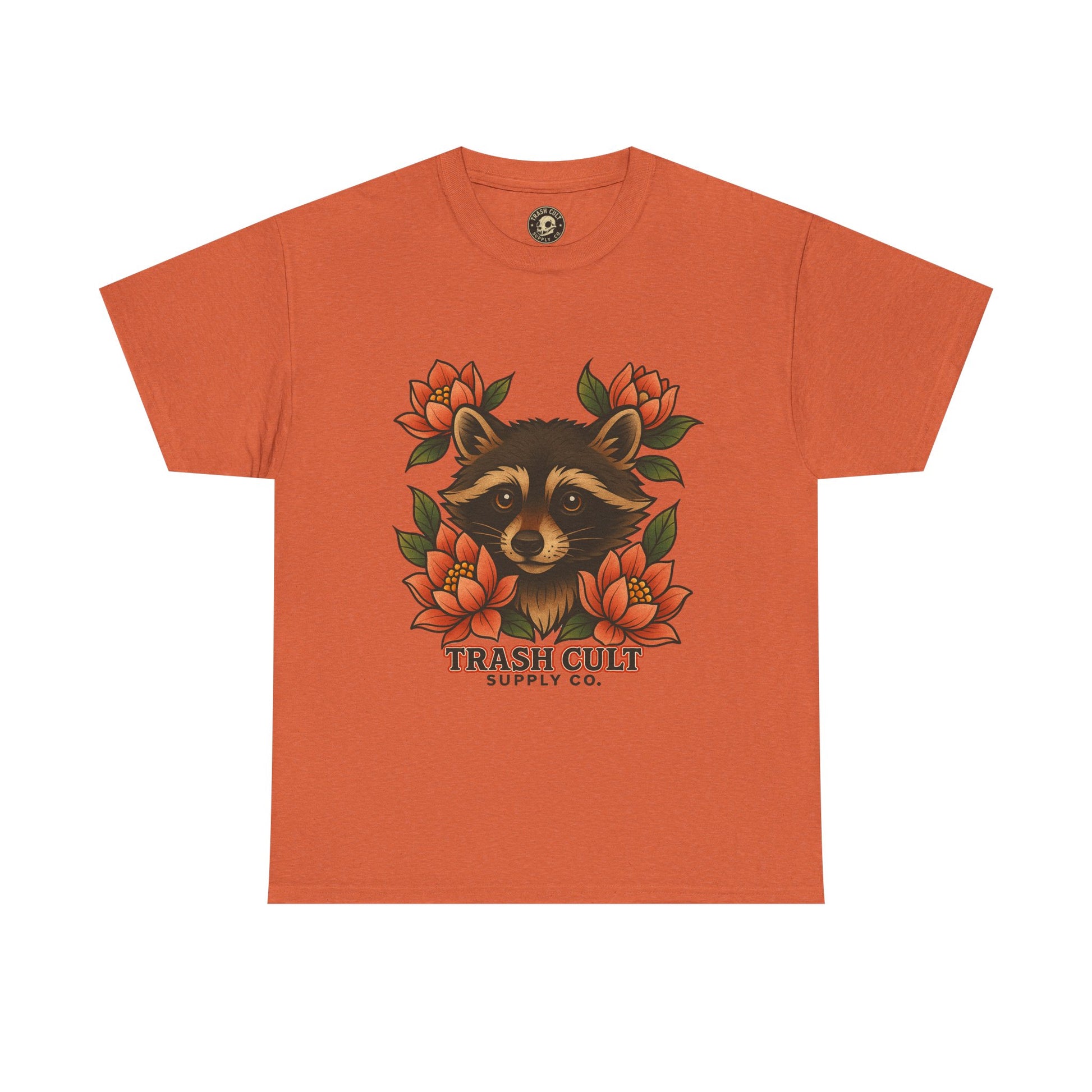 Neo-Traditional Raccoon & Lotus Tattoo Shirt – Trash Cult Supply Co. – Gildan 5000