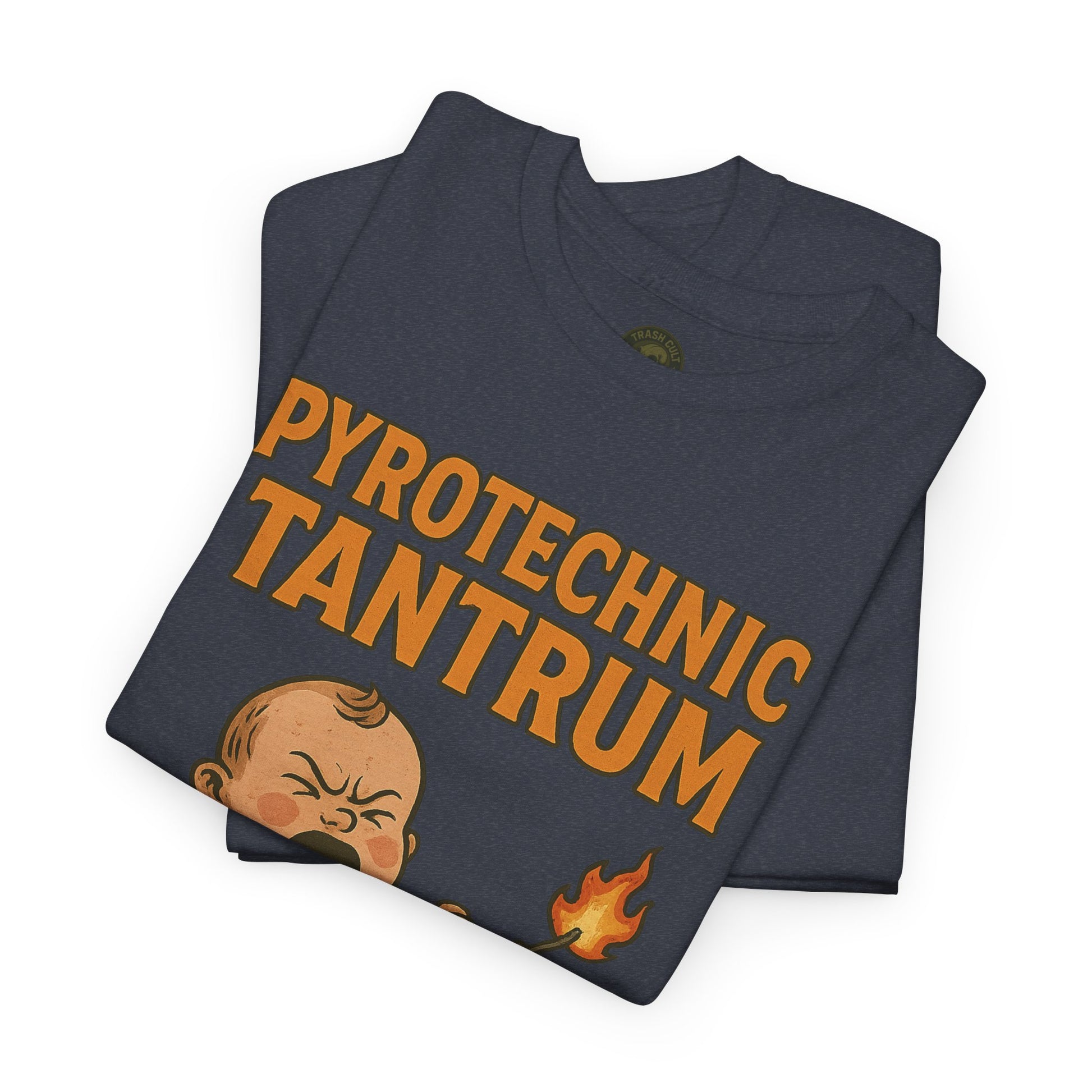 Pyrotechnic Tantrum T-Shirt – Explosive Baby Humor Graphic | Trash Cult Supply Co. | Gildan 5000 Tee