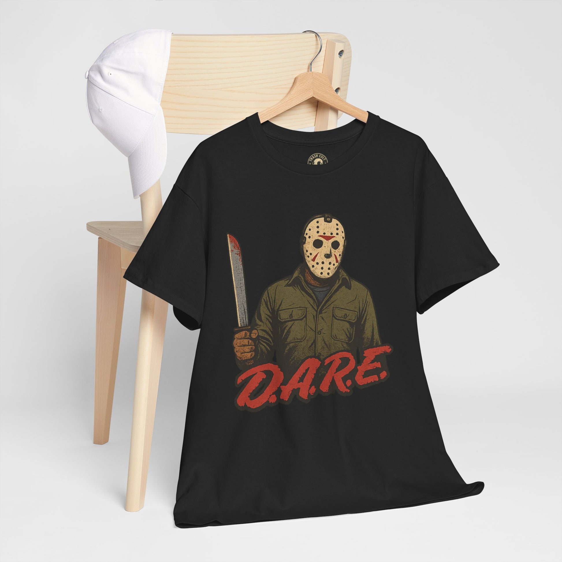 Jason Voorhees D.A.R.E. Parody Shirt – 1980s Horror Meme Tee | Gildan 5000 Slasher Graphic