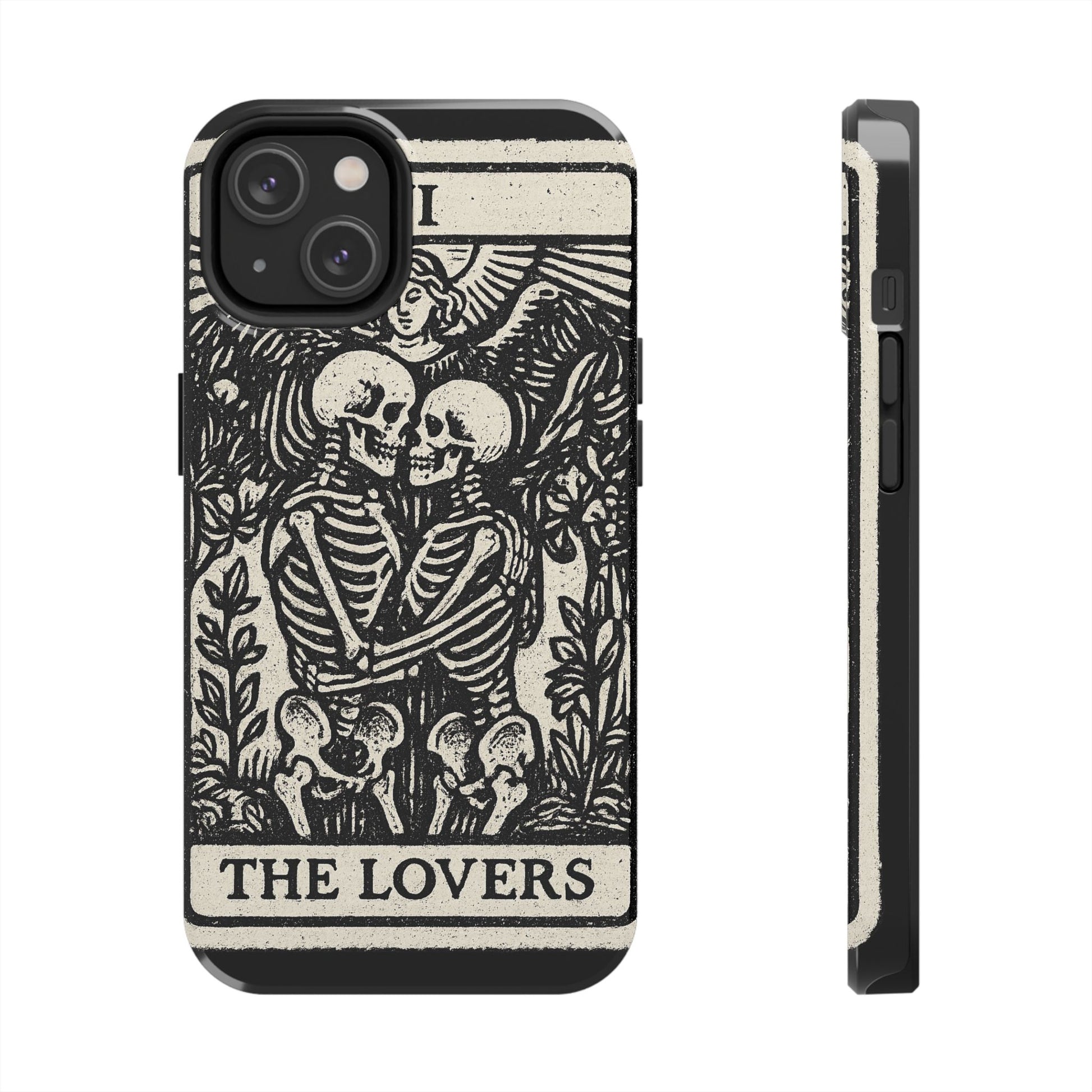 Tough Phone Case with Skeleton Lovers Design, Gothic Phone Cover, Unique Couples Gift, Halloween Accessory, Edgy Tech Design