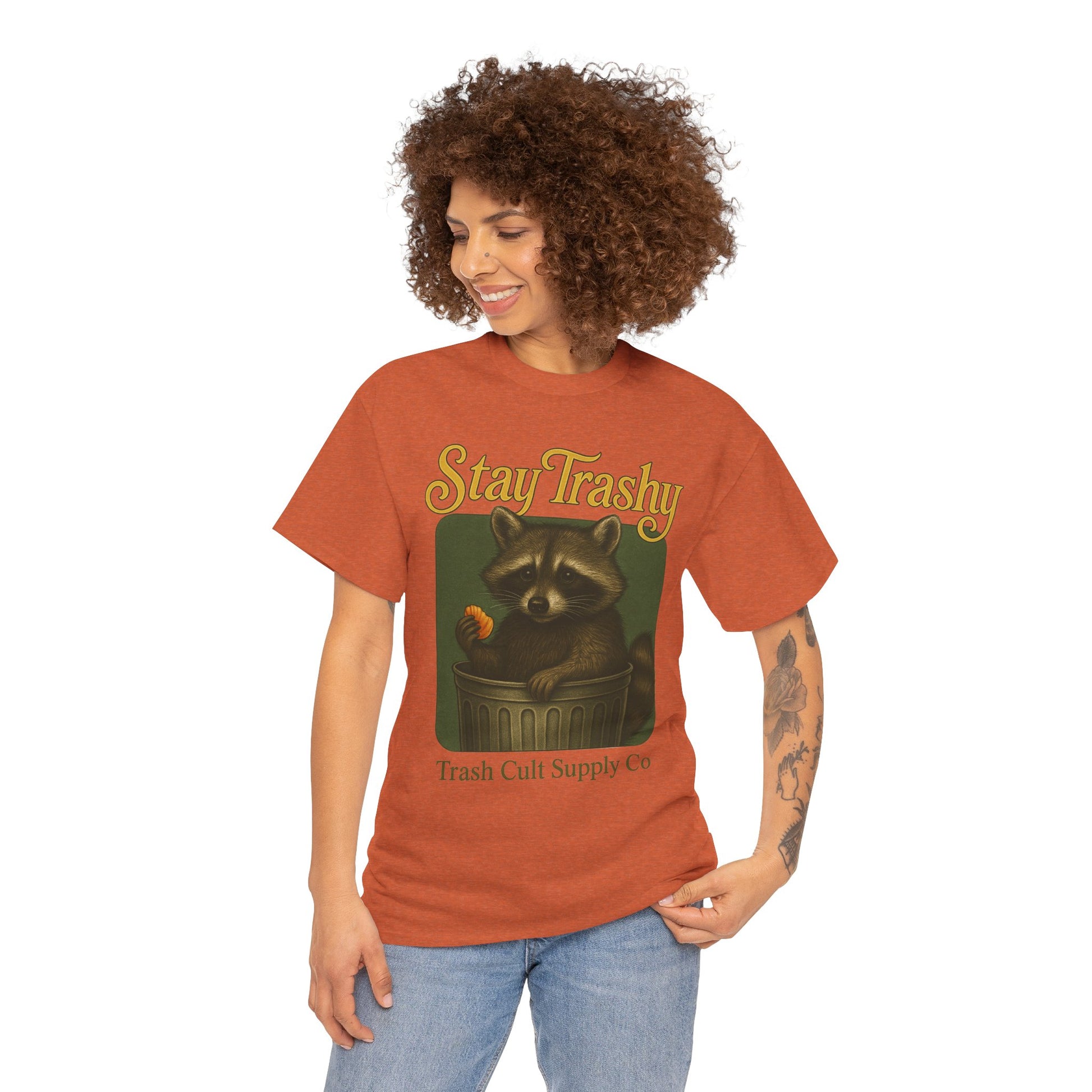 Stay Trashy Raccoon T-Shirt – Vintage-Style Cute Trash Panda | Trash Cult Supply Co | Gildan 5000