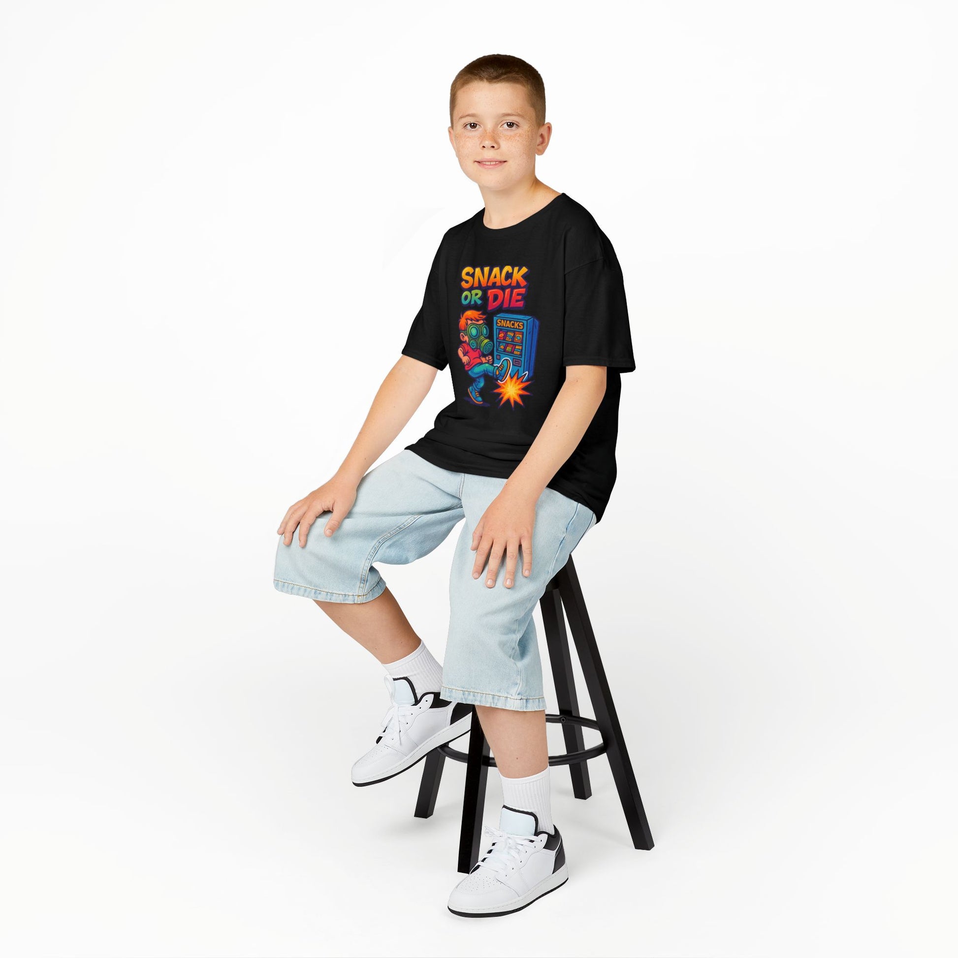 Snack or Die Kids T-Shirt – Funny Retro Gaming Tee for Kids | Playful Cotton Shirt for Snack Lovers