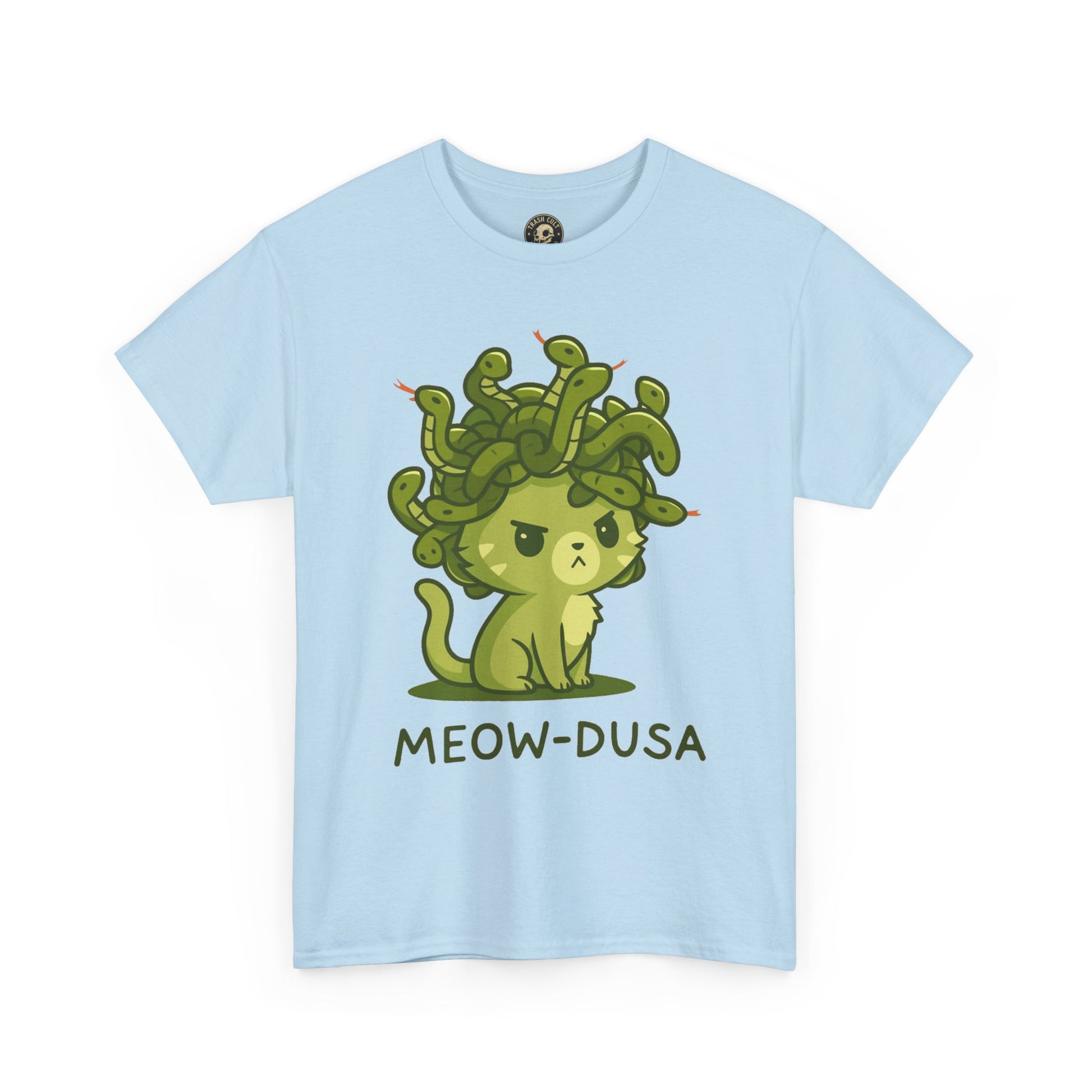 Meow-dusa Funny Cat Medusa T-Shirt – Gildan 5000 Heavy Cotton Tee