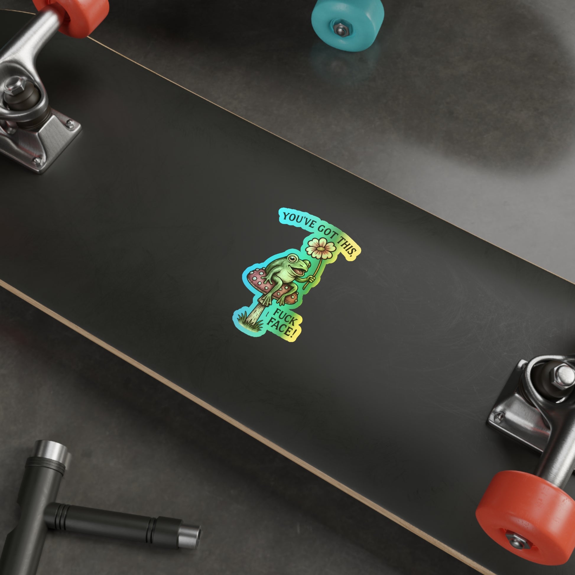 Motivational Holographic Frog Stickers - Fun Decals for Skateboards, Laptops, Water Bottles, Journals, Gift Ideas