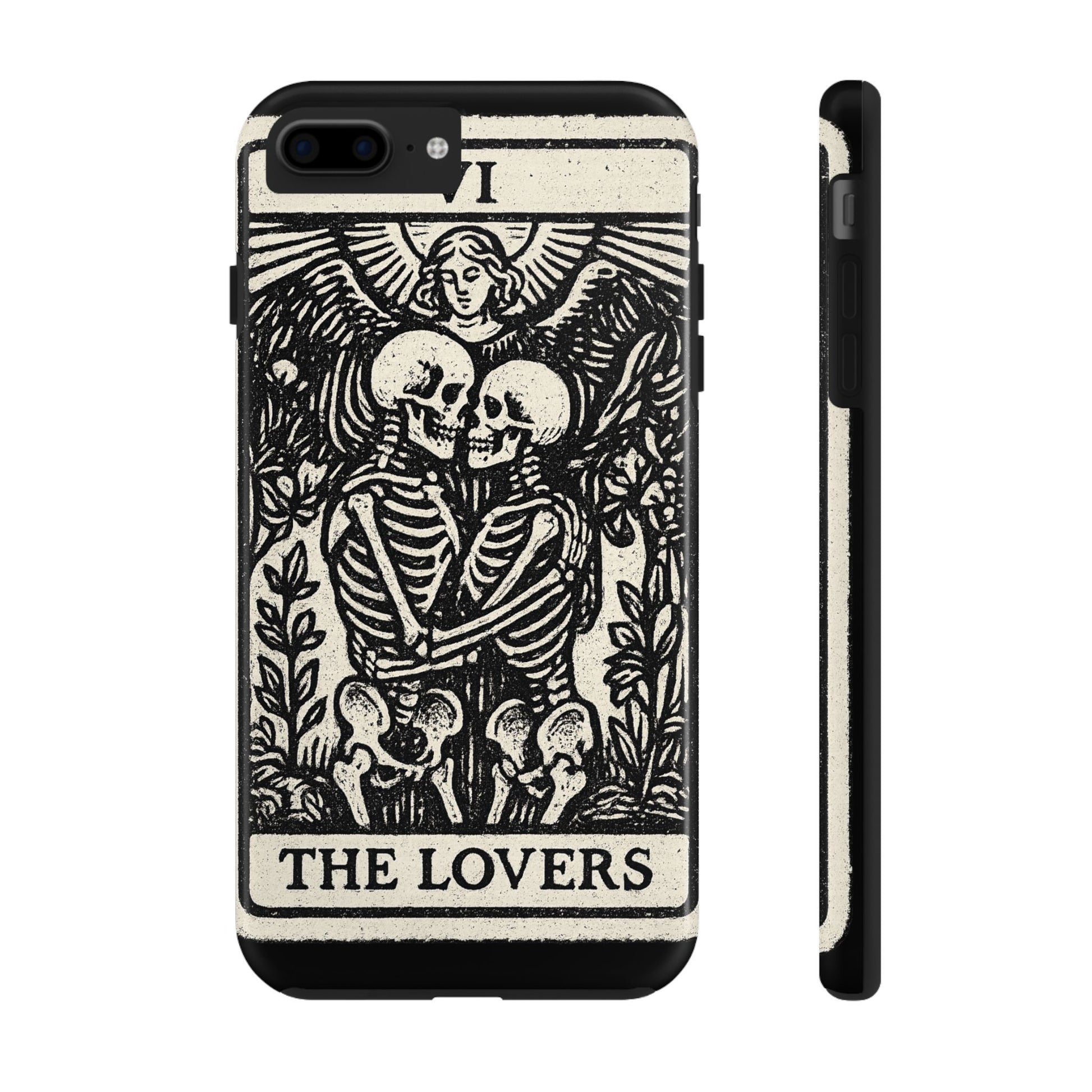 Tough Phone Case with Skeleton Lovers Design, Gothic Phone Cover, Unique Couples Gift, Halloween Accessory, Edgy Tech Design