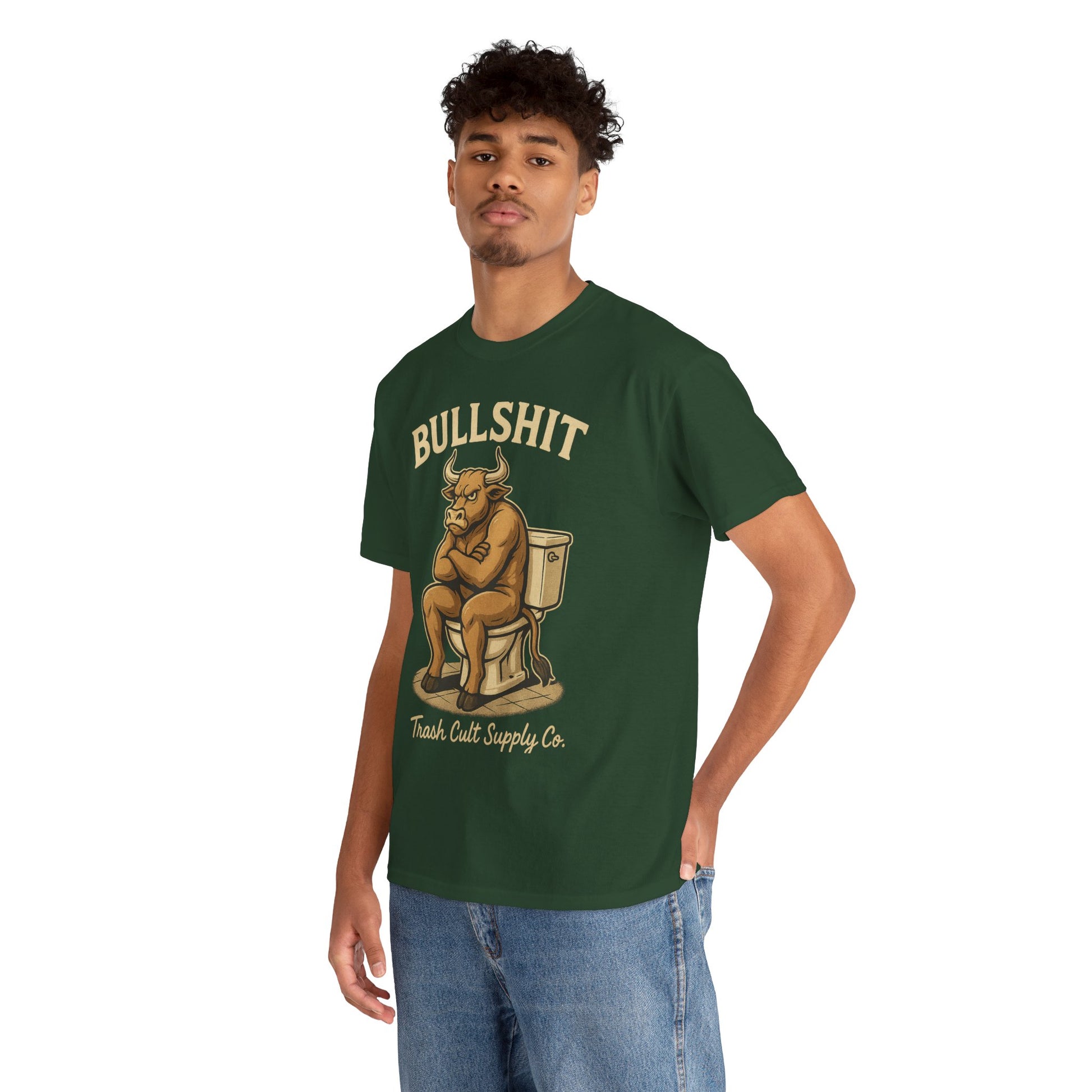“BULLSHIT” Angry Bull Toilet Tee – Trash Cult Supply Co. | Gildan 5000 T-Shirt