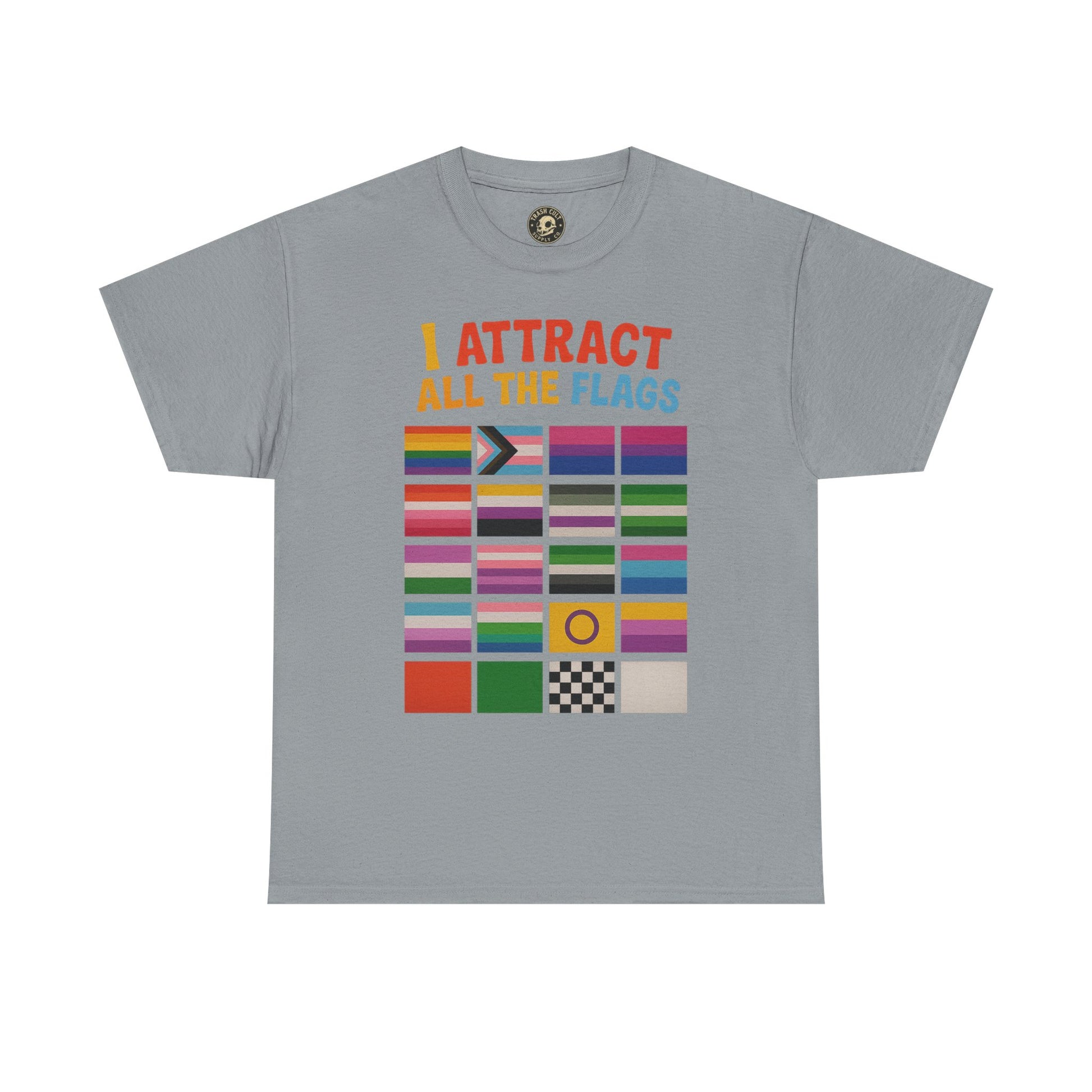 I Attract All The Flags LGBTQ Pride T-Shirt – Funny Inclusivity Shirt – Gildan 5000