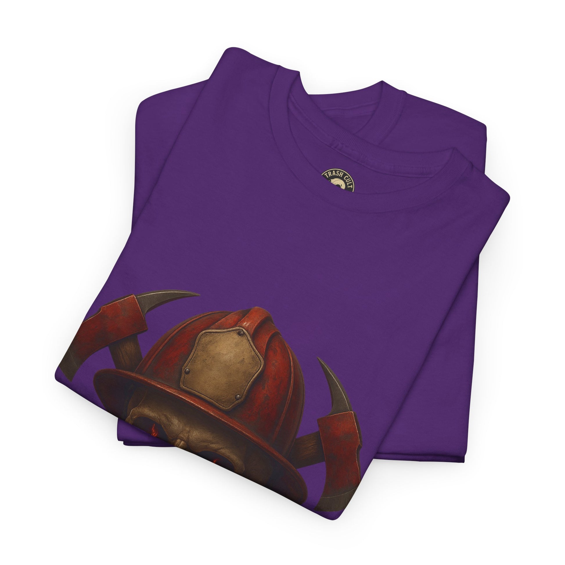 Skull Firefighter Tee, Unisex Heavy Cotton Shirt, Firefighter Gift, Halloween Costume T-Shirt, Unique Graphic Tee, Casual Wear