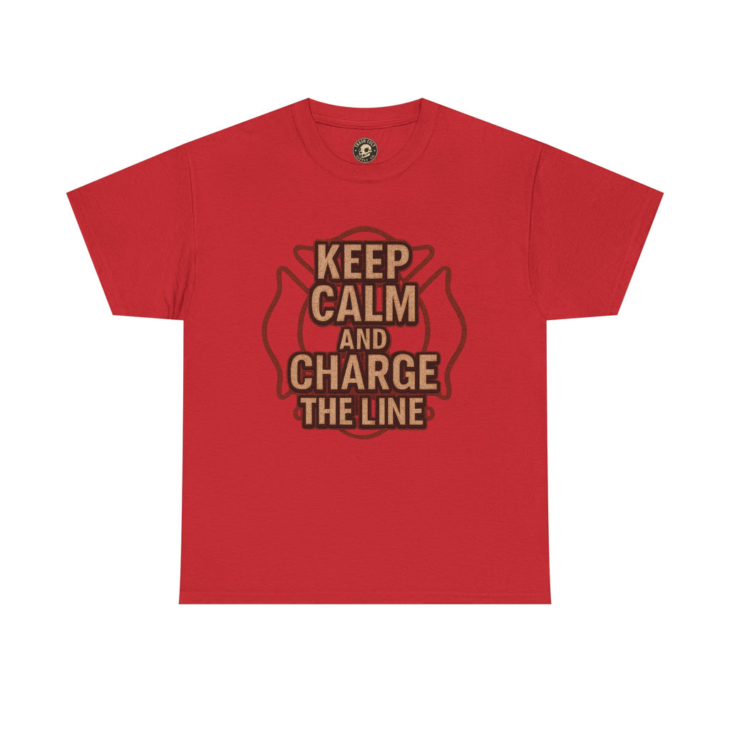 Keep Calm and Charge the Line Firefighter Shirt – Gildan 5000 Tee