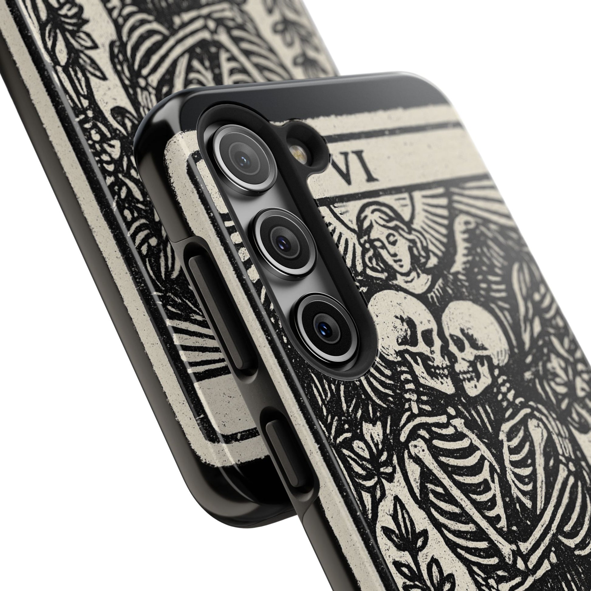 Tough Phone Case with Skeleton Lovers Design, Gothic Phone Cover, Unique Couples Gift, Halloween Accessory, Edgy Tech Design