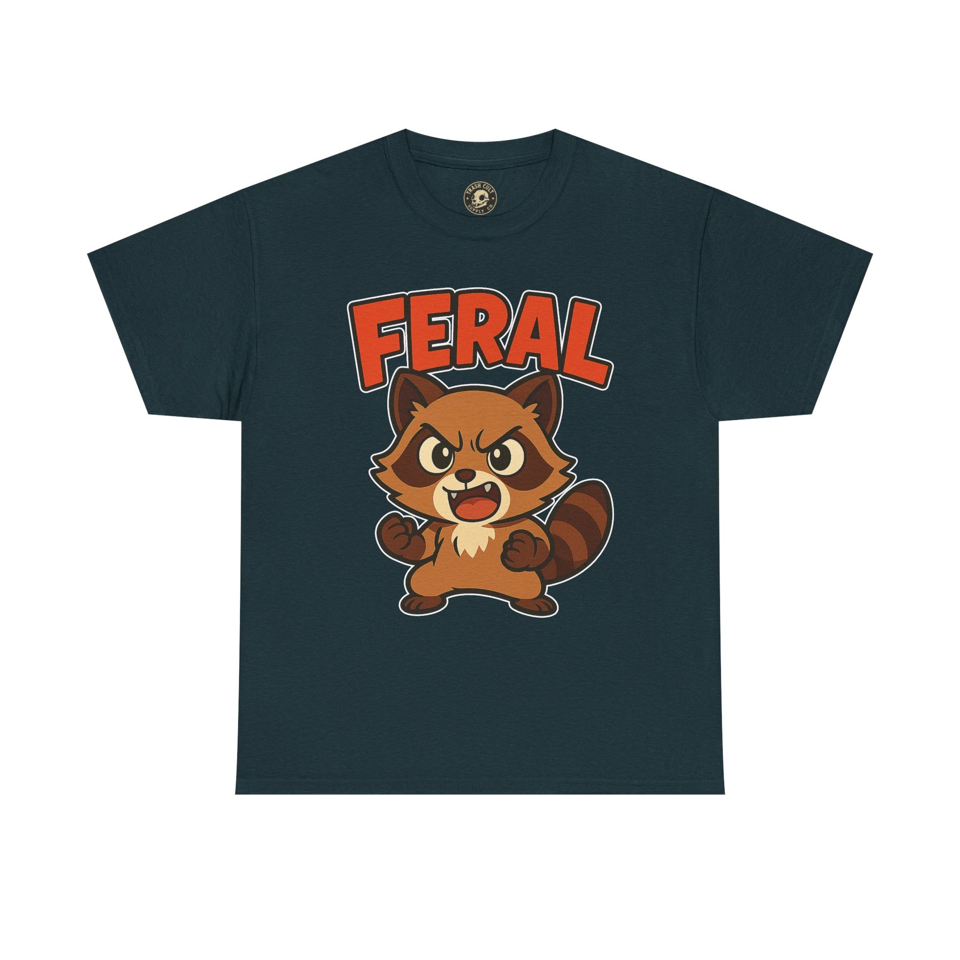 Feral Cartoon Tee - Unisex Heavy Cotton Shirt, Cute Graphic, Animal Lovers Gift, Casual Wear, Fun T-Shirt for Kids & Adults