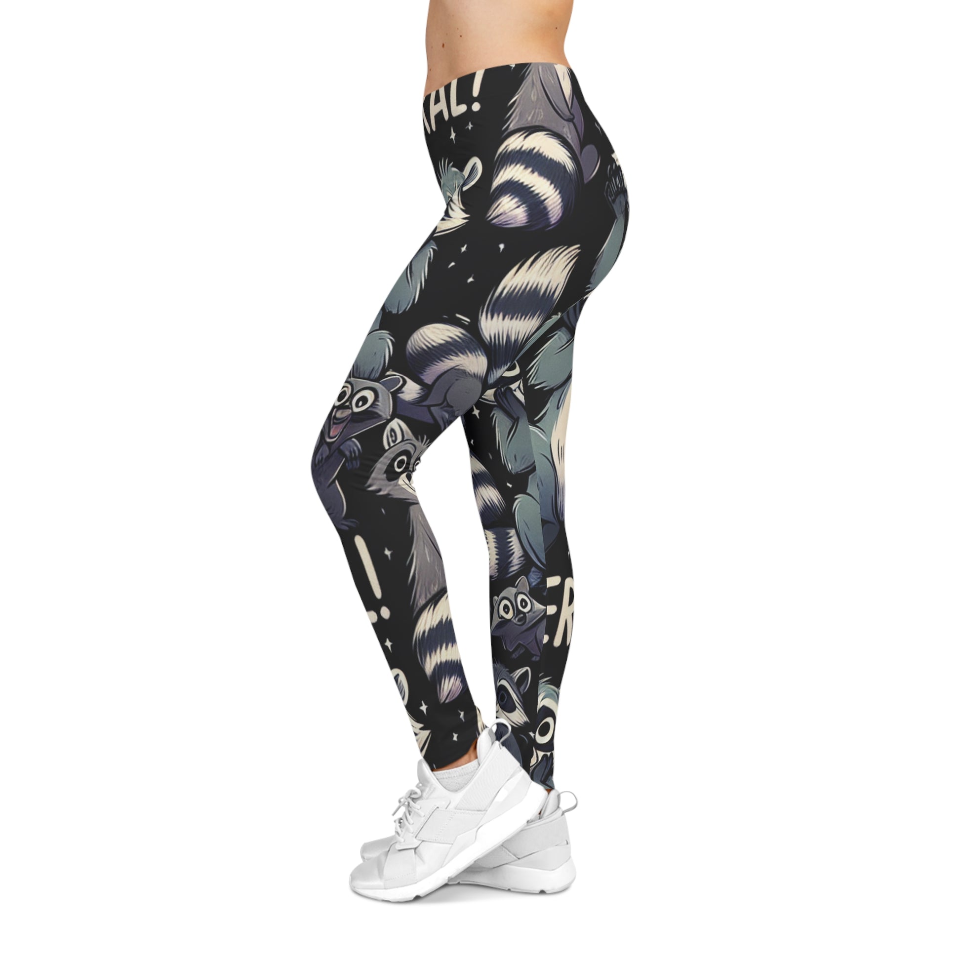 Feral Fun Raccoon Print Leggings – Unique Women’s Workout Pants | Animal Lover Gift Idea