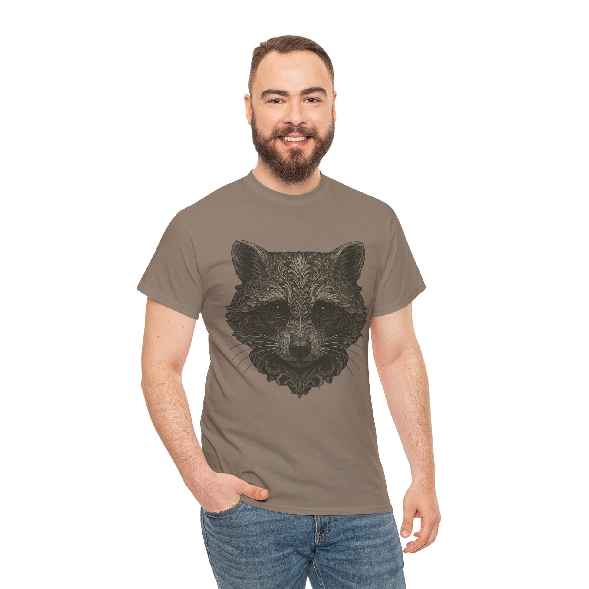 Ornate Raccoon Face Shirt – Intricate Woodland Animal Art Tee – Tattoo-Inspired Forest Aesthetic – Trash Cult Supply Co.