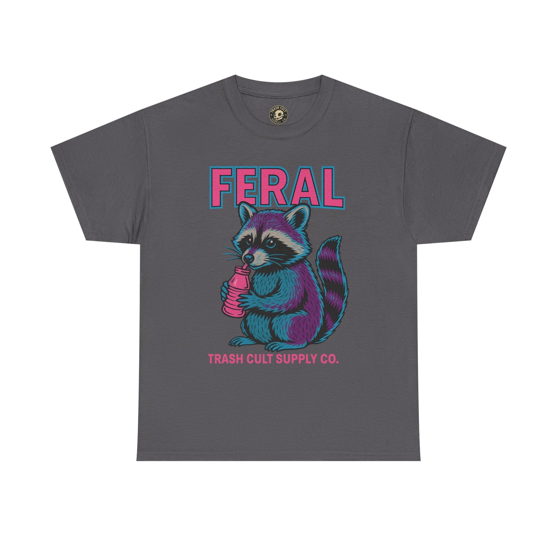 FERAL Raccoon 80s Retro Shirt – Trash Cult Supply Co. – Gildan 5000 Tee