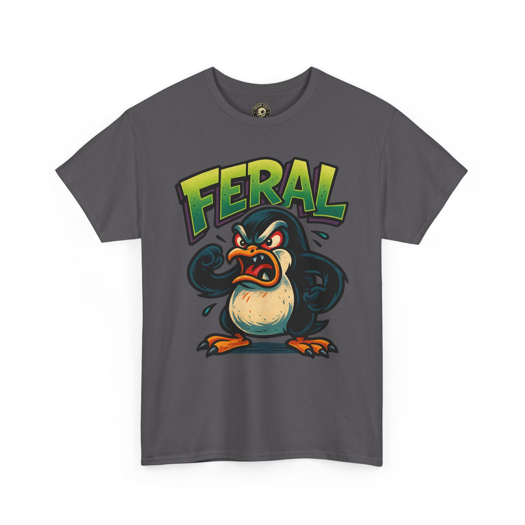 Feral Penguin T-Shirt – Funny Unisex Cotton Tee | Bold Animal Graphic Shirt, Quirky Gift Idea