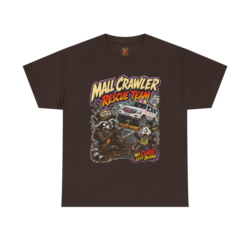 Mall Crawler Rescue Team T‑Shirt — Vintage Raccoon Rescue Graphic Tee (“No Curb Left Behind”)