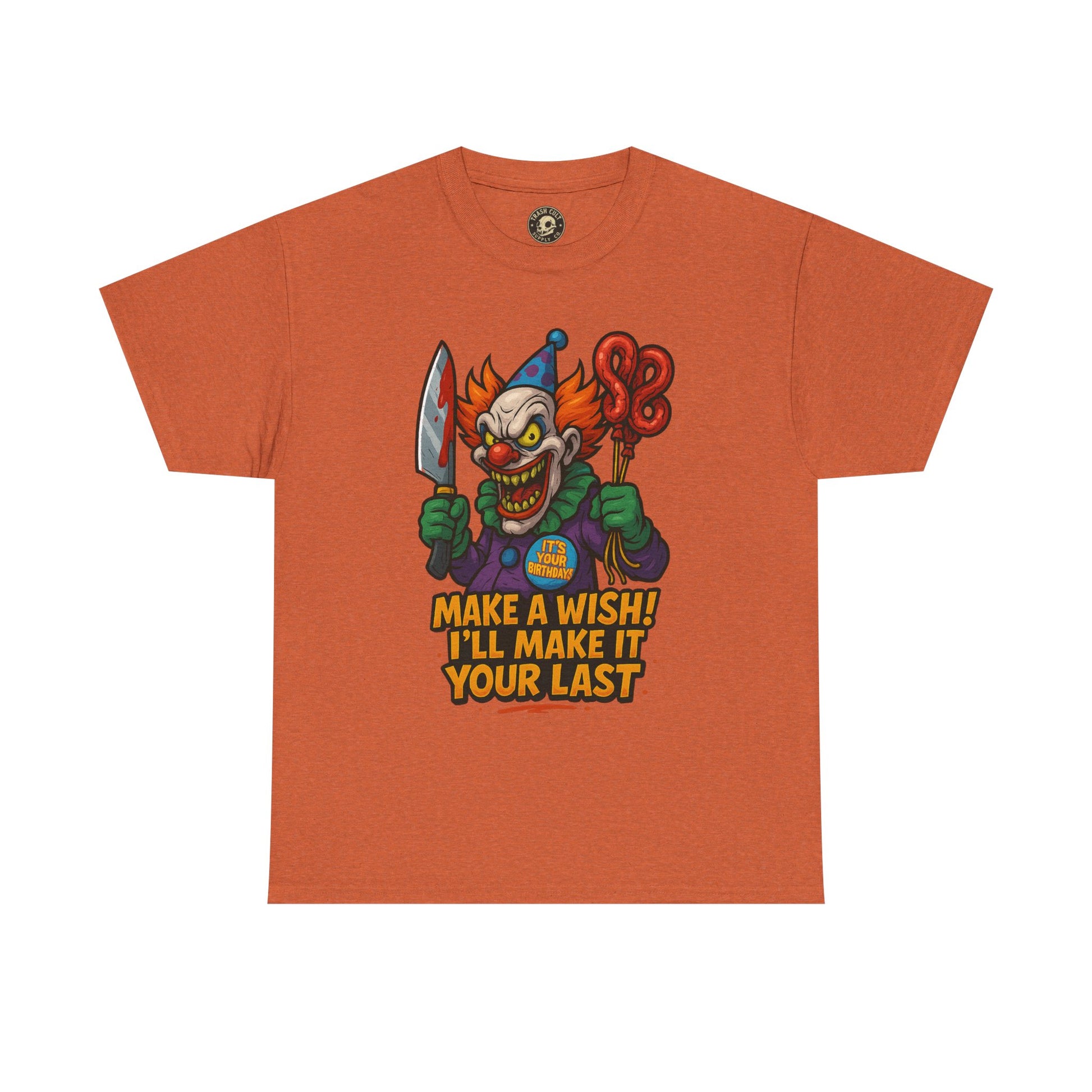 Creepy Clown Tee - Halloween Costume Shirt, Unisex Heavy Cotton Tee, Spooky Graphic Tee, Gag Gift, Horror Fan Apparel