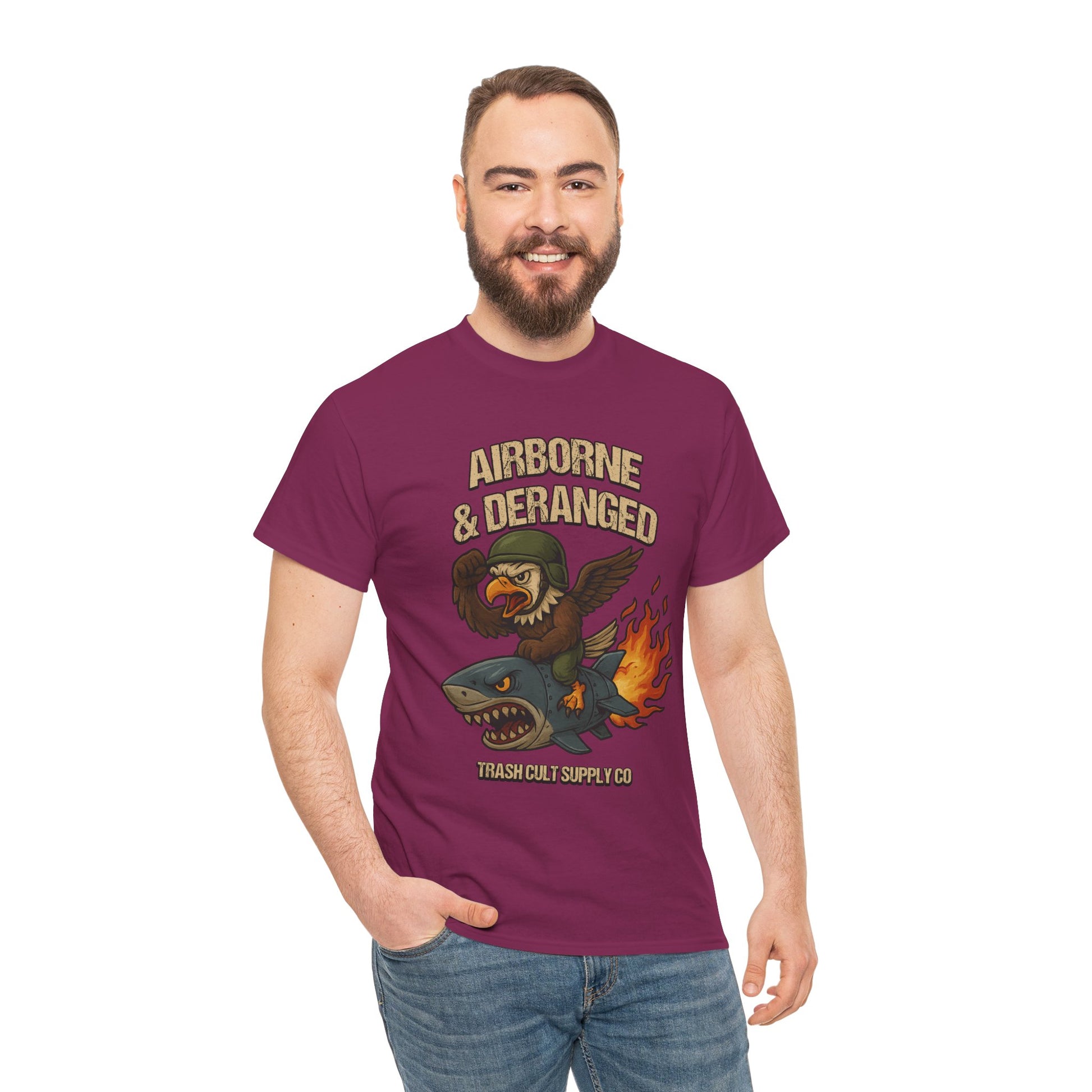 Airborne & Deranged T-Shirt – Trash Cult Supply Co. | Gildan 5000 Heavy Cotton Tee