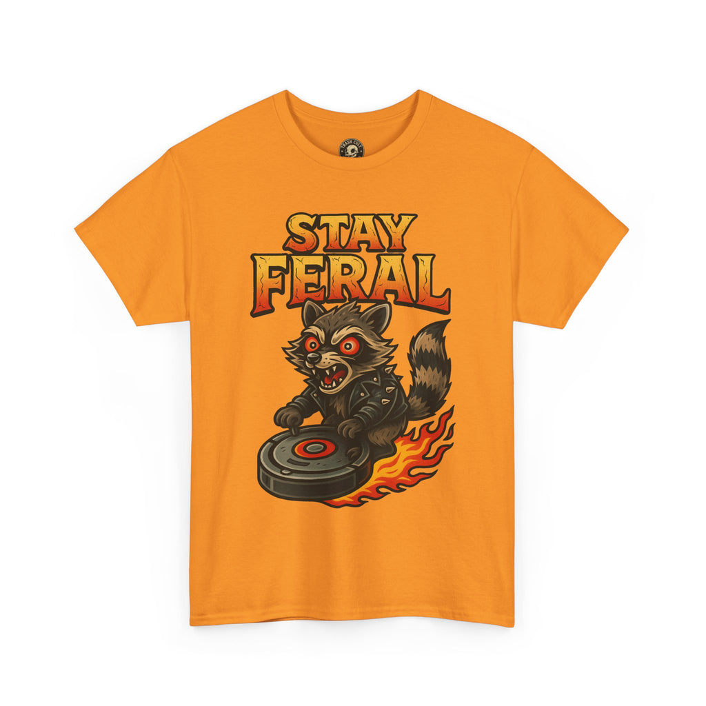 Stay Feral Roomba Raccoon T-Shirt – Bold New School Tattoo Style | Trash Cult Supply Co