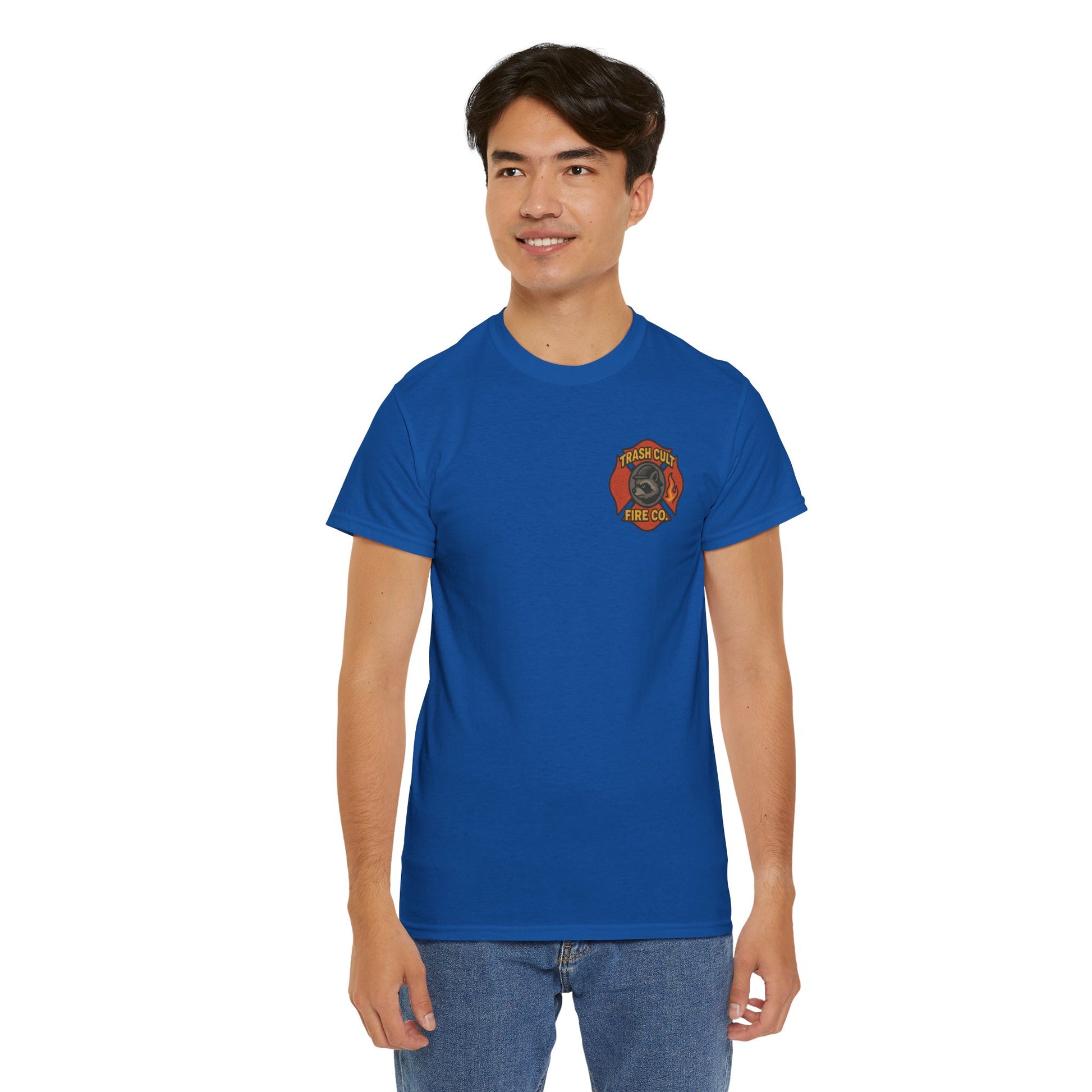 Trash Cult Fire Co. Unisex Tee - Quirky Raccoon Design, Fun Gift, Casual Wear, Firefighter Humor, Unique Apparel