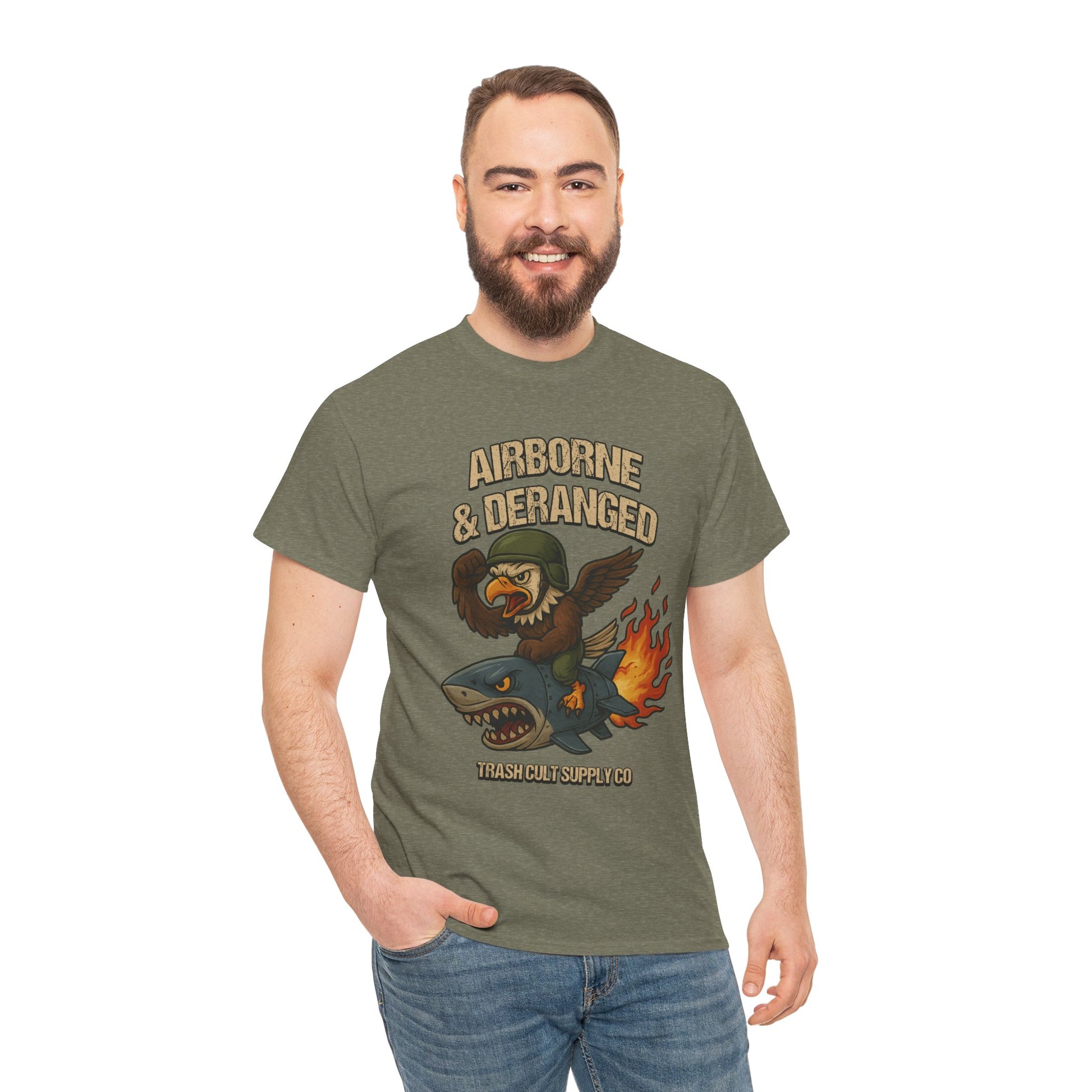 Airborne & Deranged T-Shirt – Trash Cult Supply Co. | Gildan 5000 Heavy Cotton Tee