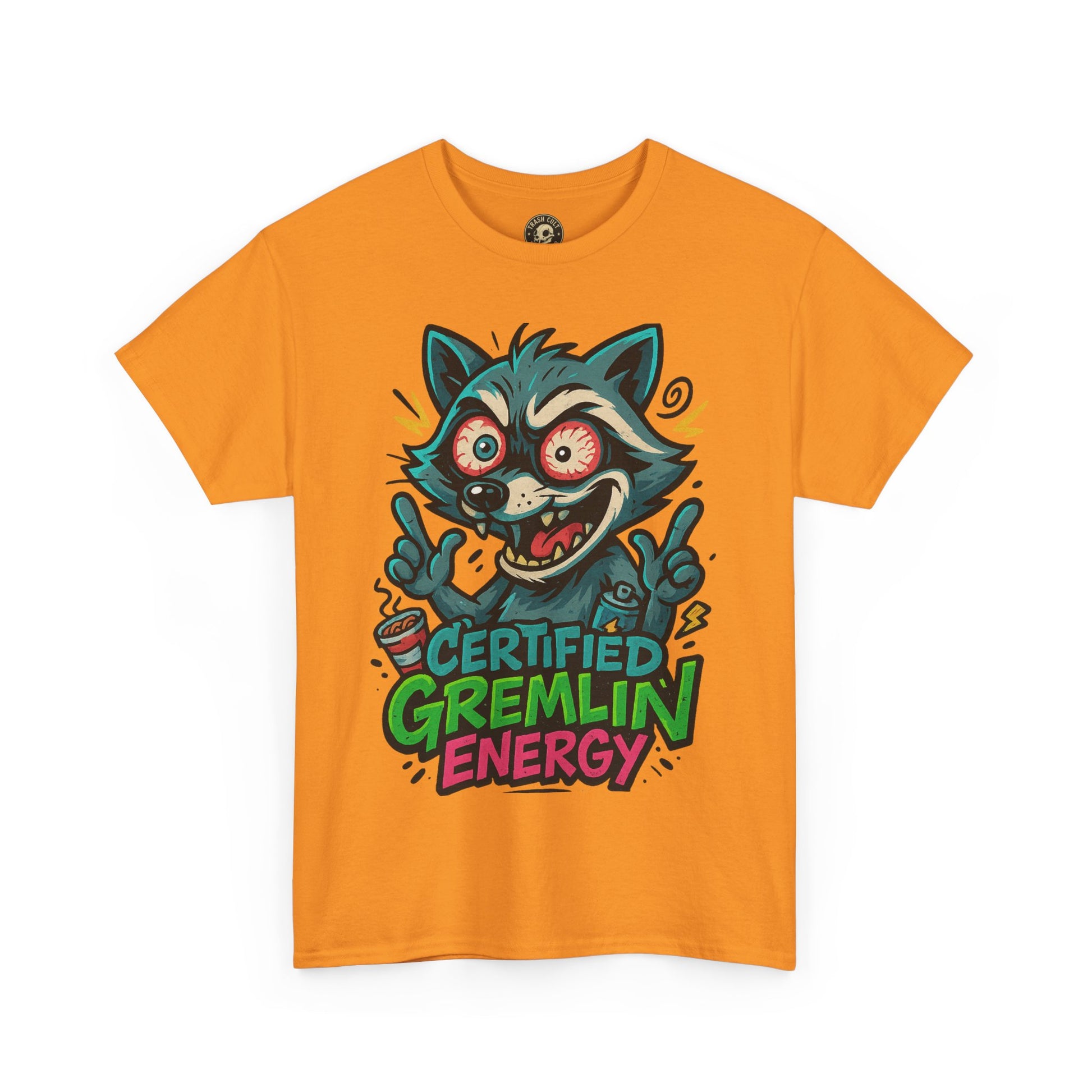 Certified Gremlin Energy Tee – ADHD Raccoon Shirt, Funny Unisex T-Shirt, Graffiti Style Gift for Goblins & Night Owls