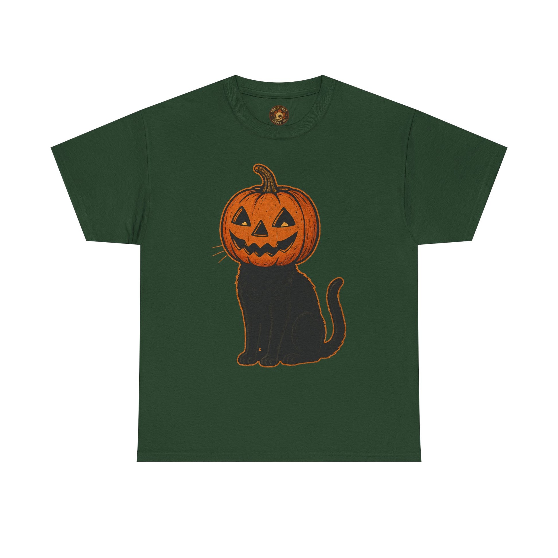 Black Cat Pumpkin Head Halloween T-Shirt – Jack O’Lantern Cat Design