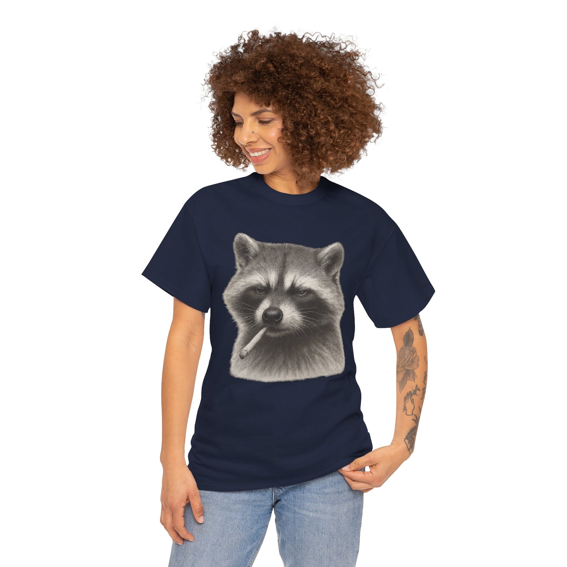 Dirty Harry Raccoon Halftone Shirt – Soft Grit Aesthetic, Smoking Trash Panda Graphic Tee