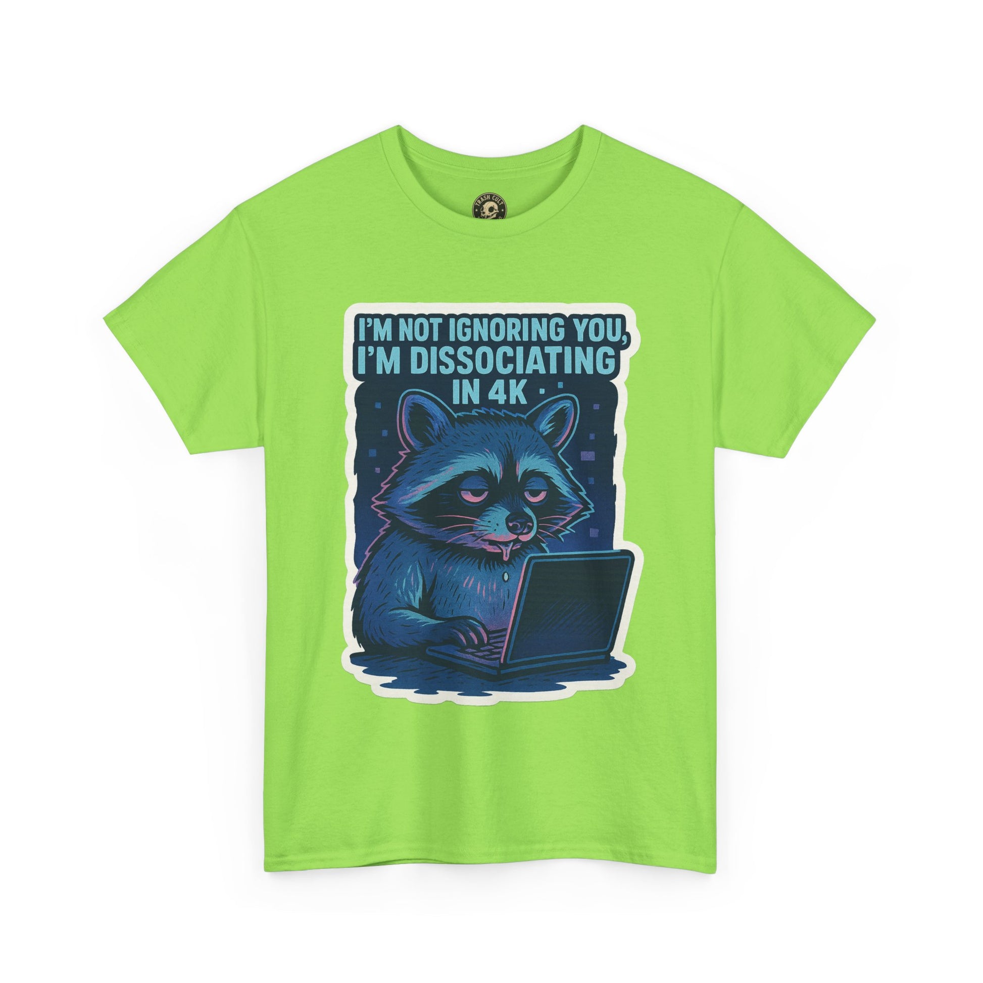 Funny Raccoon Tee - Dissociating in 4K – Mentally Absent Raccoon Tee | Gildan 5000
