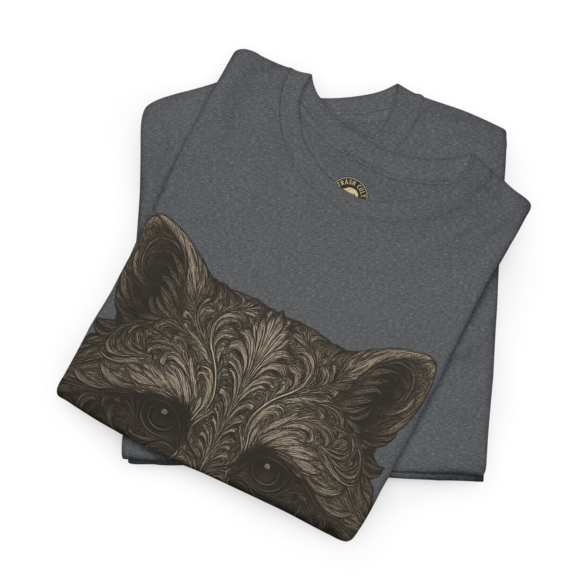 Ornate Raccoon Face Shirt – Intricate Woodland Animal Art Tee – Tattoo-Inspired Forest Aesthetic – Trash Cult Supply Co.