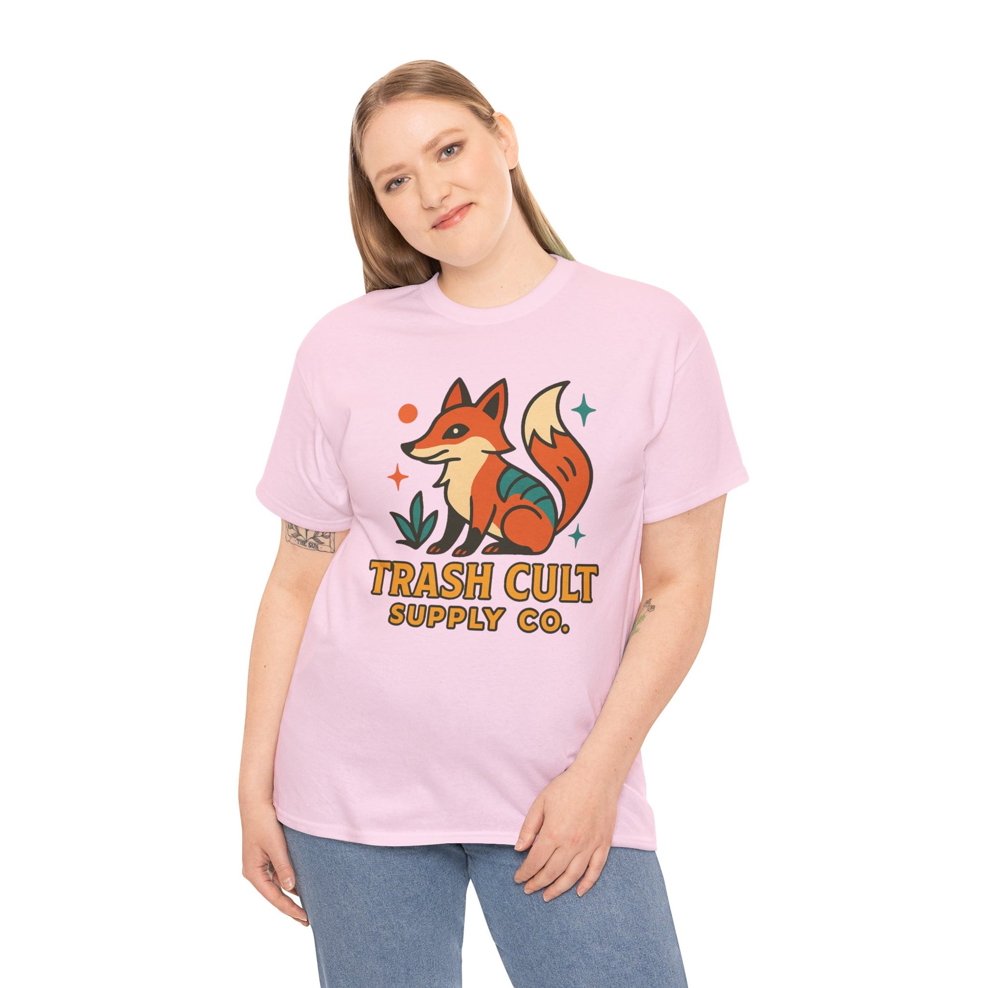 Trash Cult Fox Unisex Heavy Cotton Tee - Eco-Friendly Fashion Statement, Perfect for Nature Lovers, Casual Wear, Gifts, and Festivals