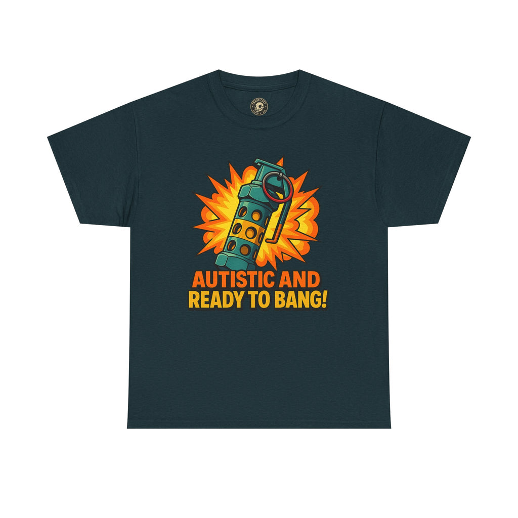 Autistic and Ready to Bang! Unisex Heavy Cotton Tee | Fun Graphic Tee, Autistic Pride, Gift for Autism Awareness, Casual Wear