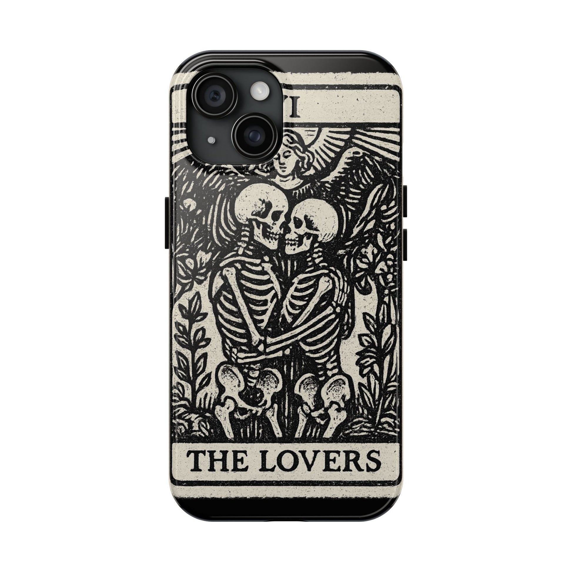 Tough Phone Case with Skeleton Lovers Design, Gothic Phone Cover, Unique Couples Gift, Halloween Accessory, Edgy Tech Design