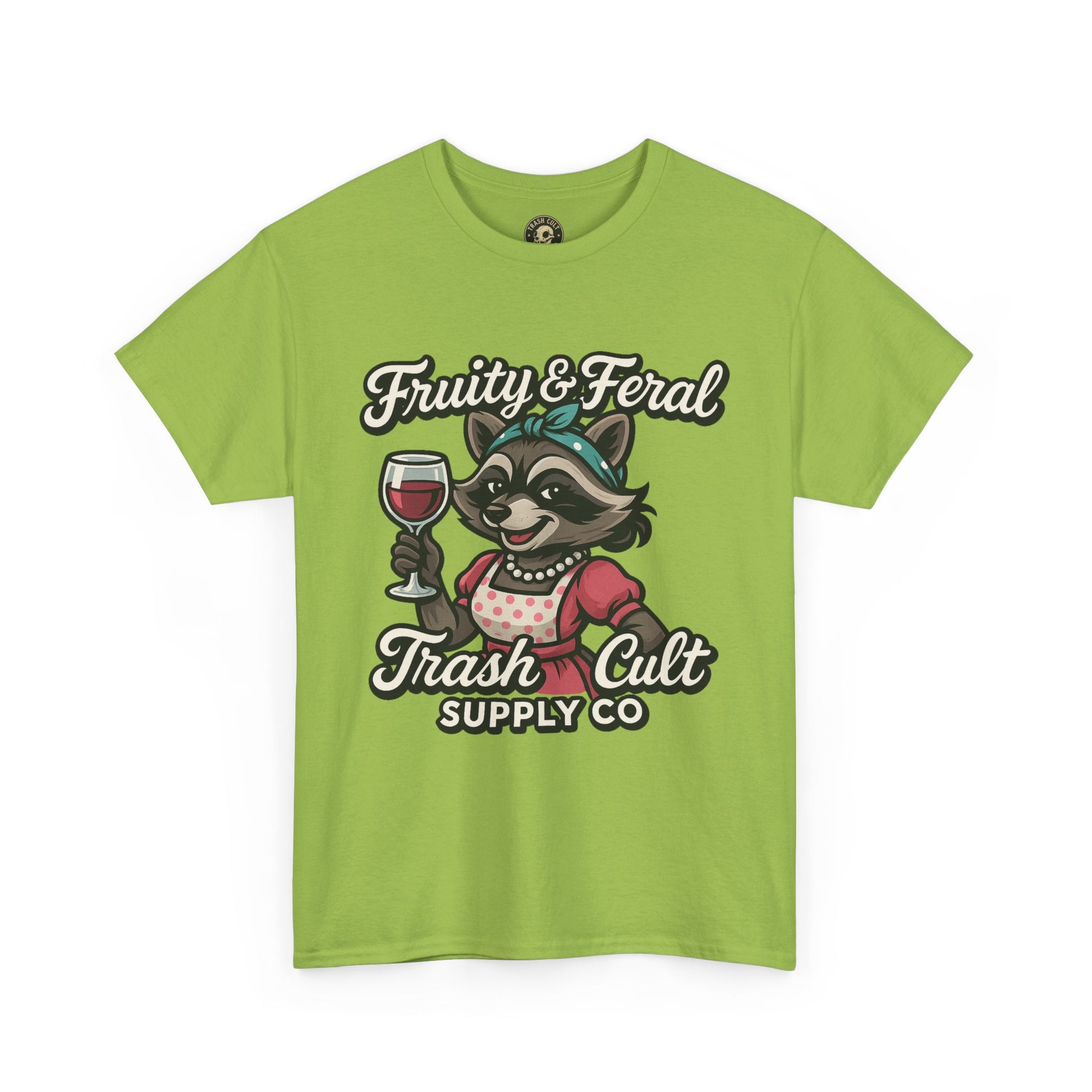 Fruity & Feral Raccoon Housewife Tee – Trash Cult Supply Co. on Gildan 5000
