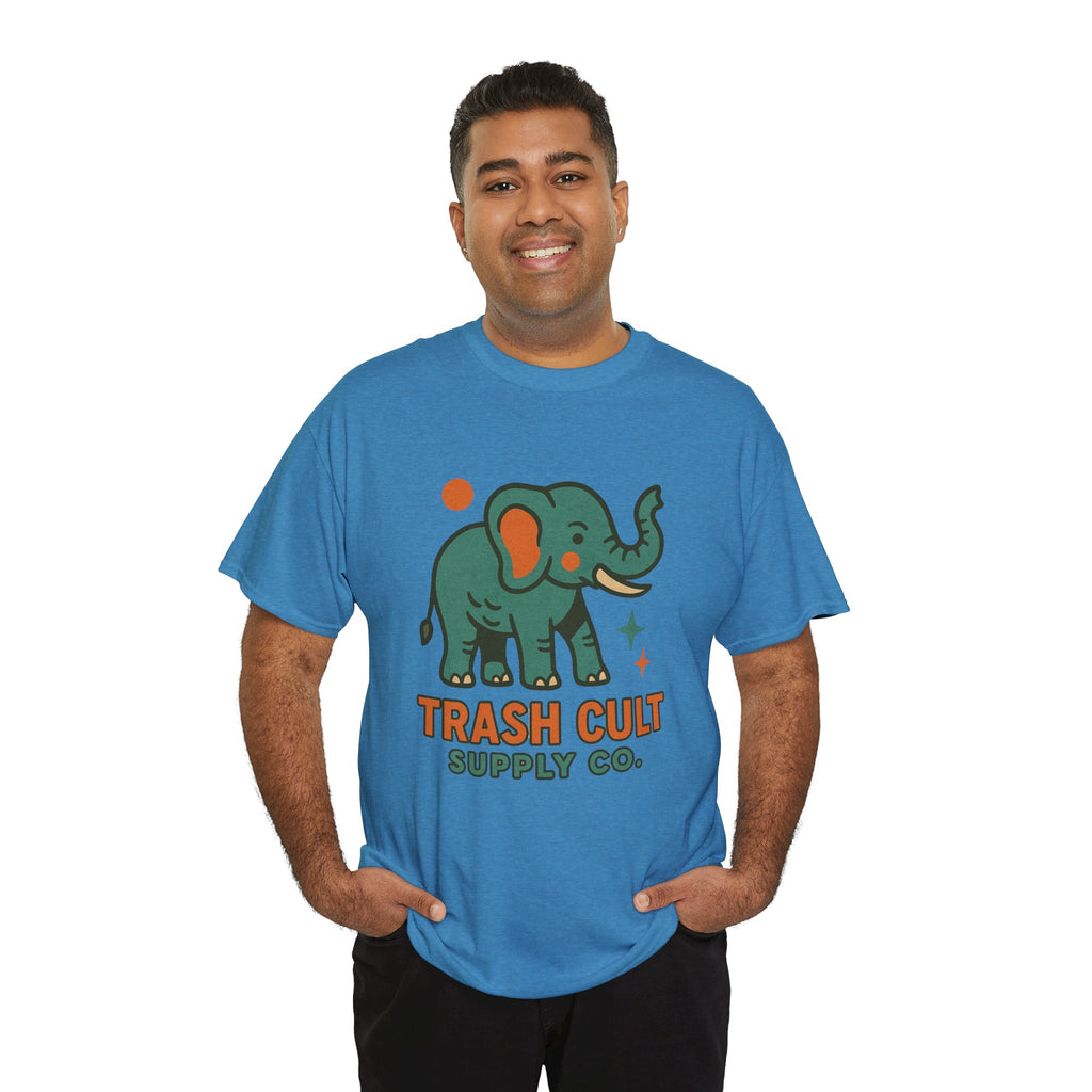 Trash Cult Elephant Unisex Heavy Cotton Tee, Eco-Friendly Shirt, Cool Casual Tee, Gift for Animal Lovers, Vintage Style T-Shirt